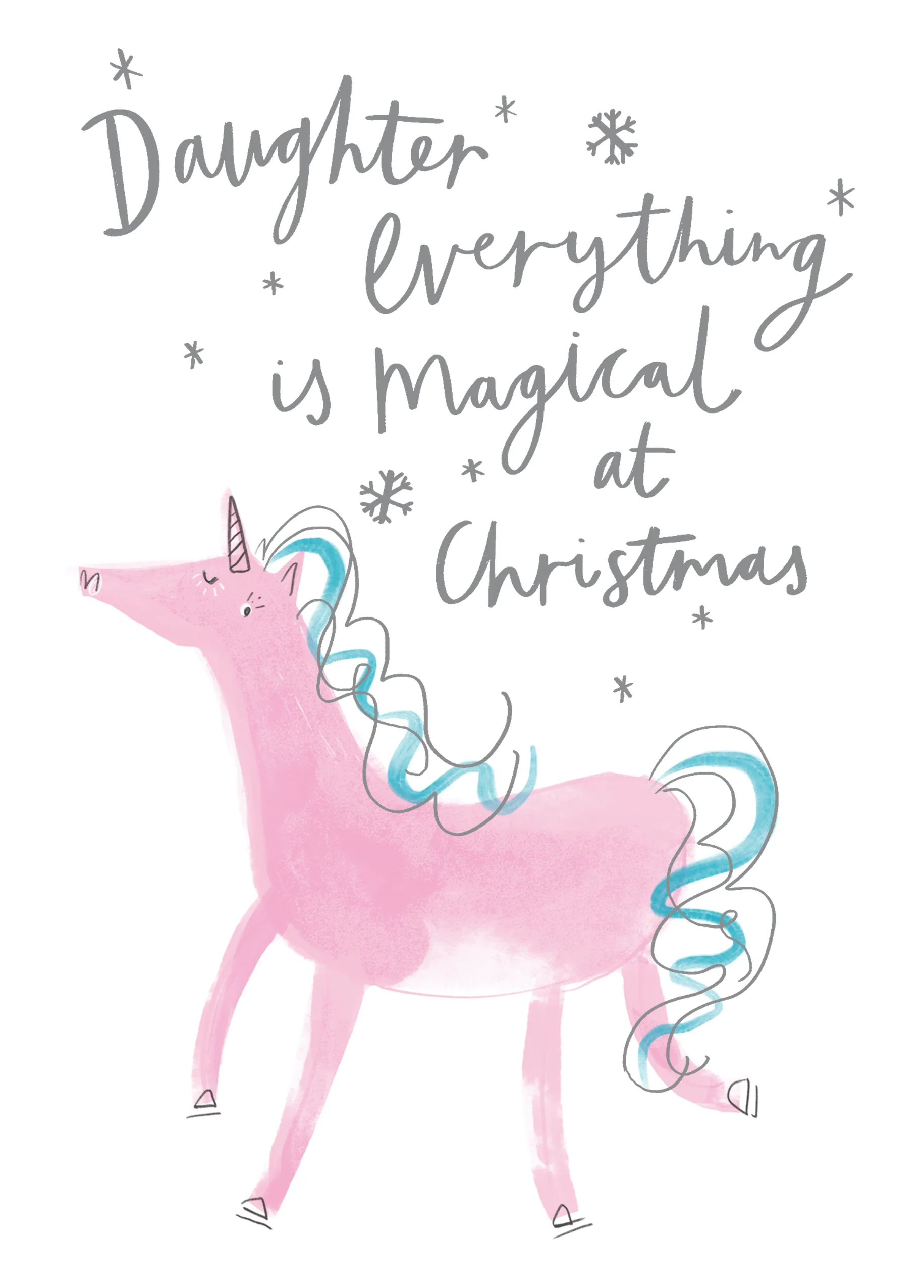 Personalised Daughter Magical Unicorn Christmas Card