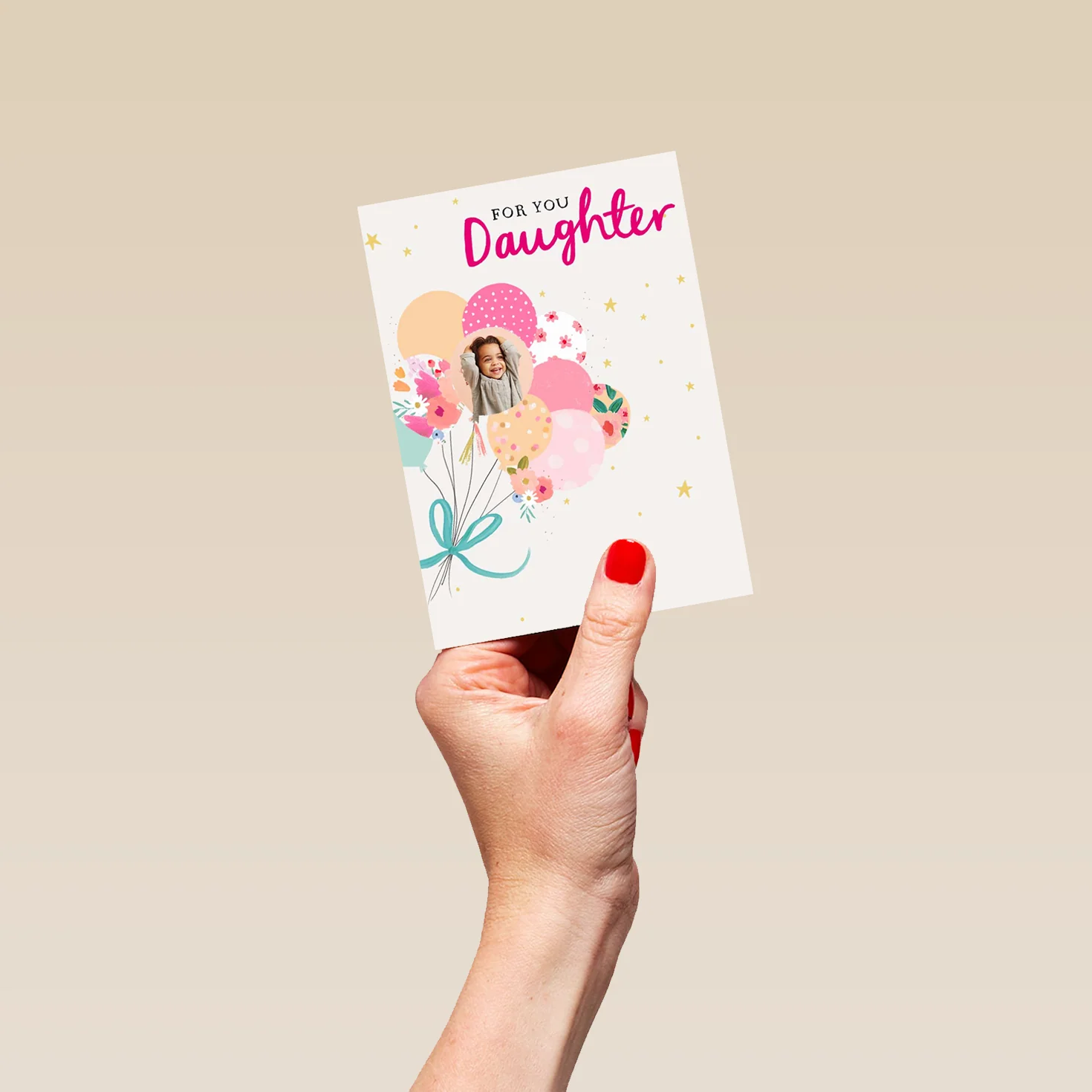 Personalised Daughter Pastel Balloons Photo Card - Image 4