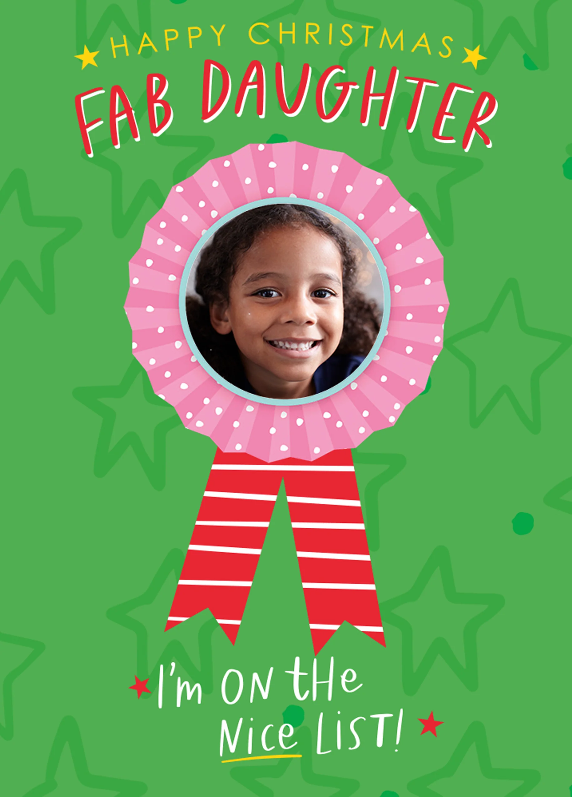 Personalised Daughter Rosette Photo Christmas Card