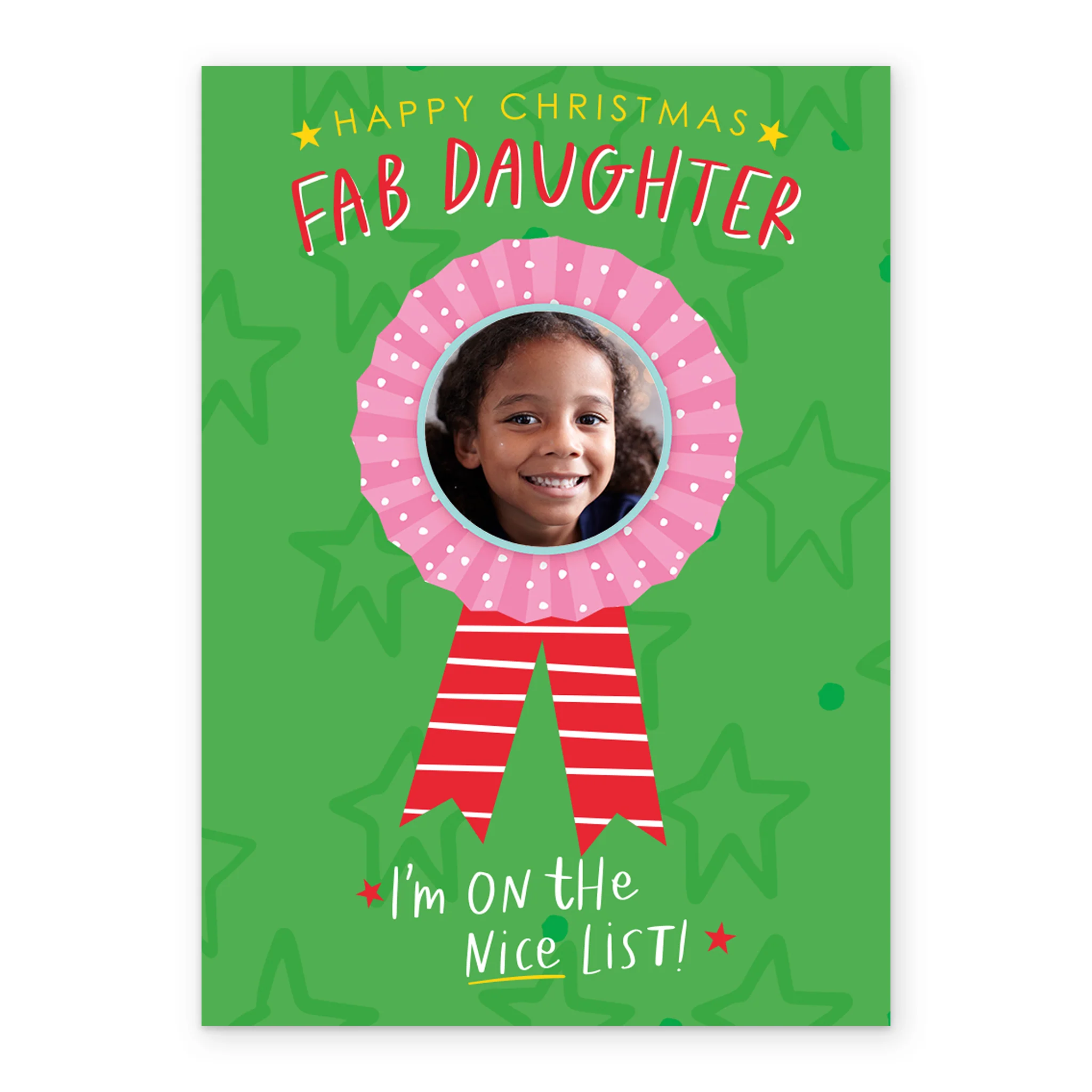 Personalised Daughter Rosette Photo Christmas Card - Image 2