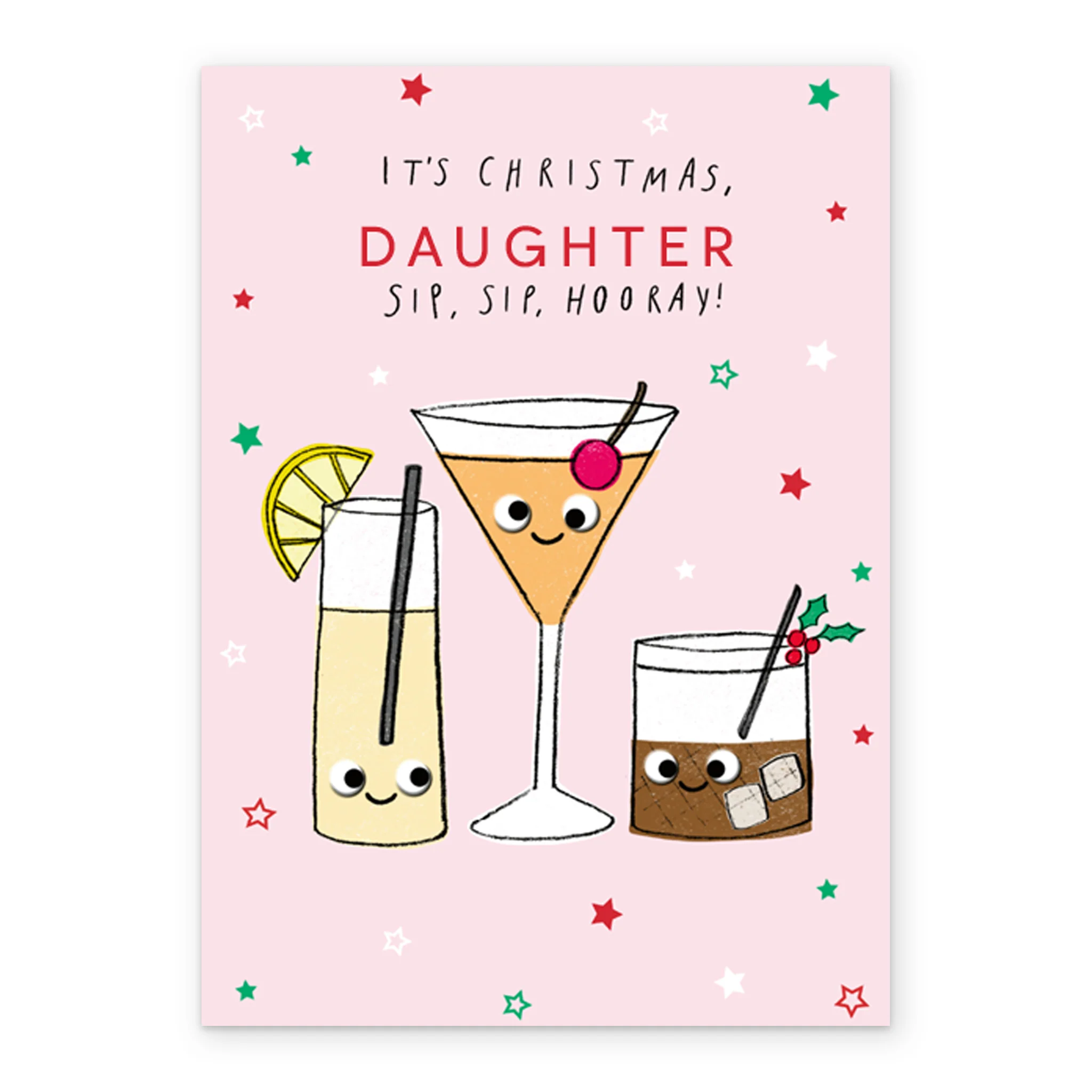 Personalised Daughter Sip Sip Hooray Christmas Card - Image 2