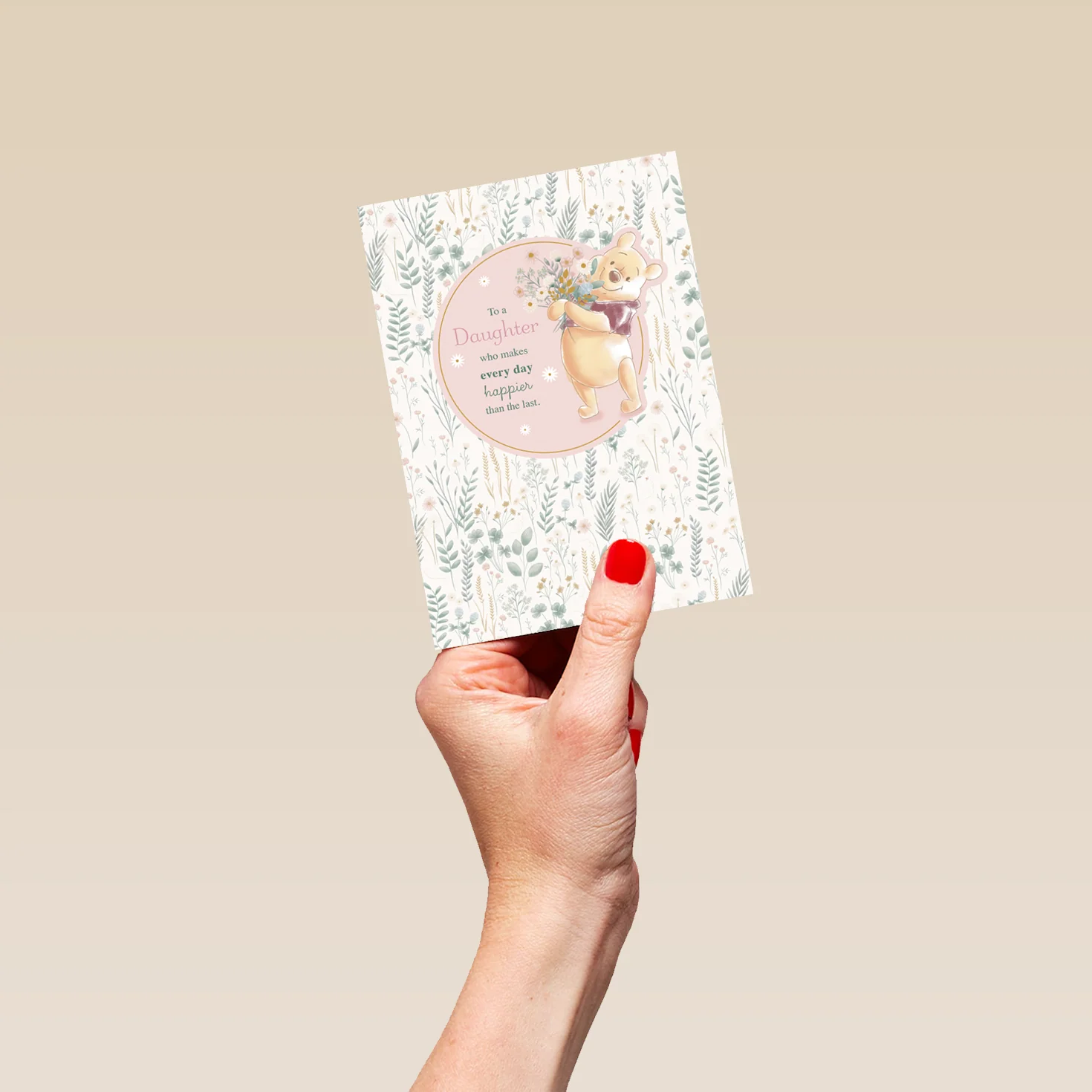 Personalised Daughter White Floral Winnie the Pooh Birthday Card - Image 4
