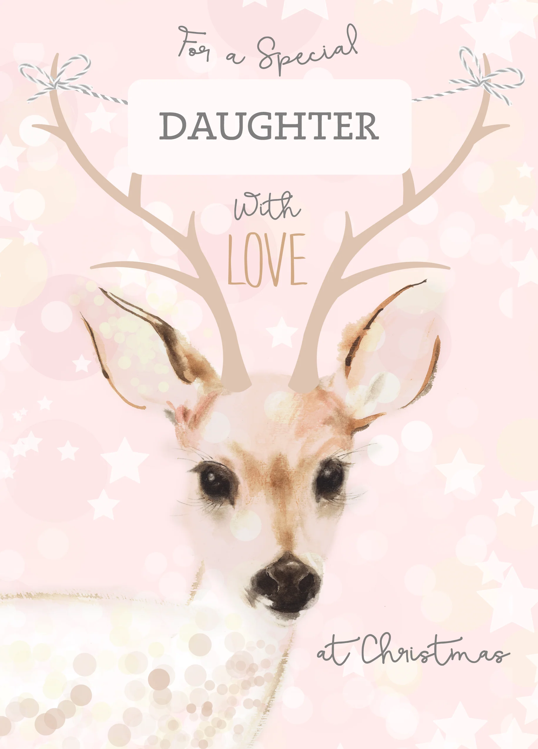 Personalised Daughter Winter Reindeer Christmas Card
