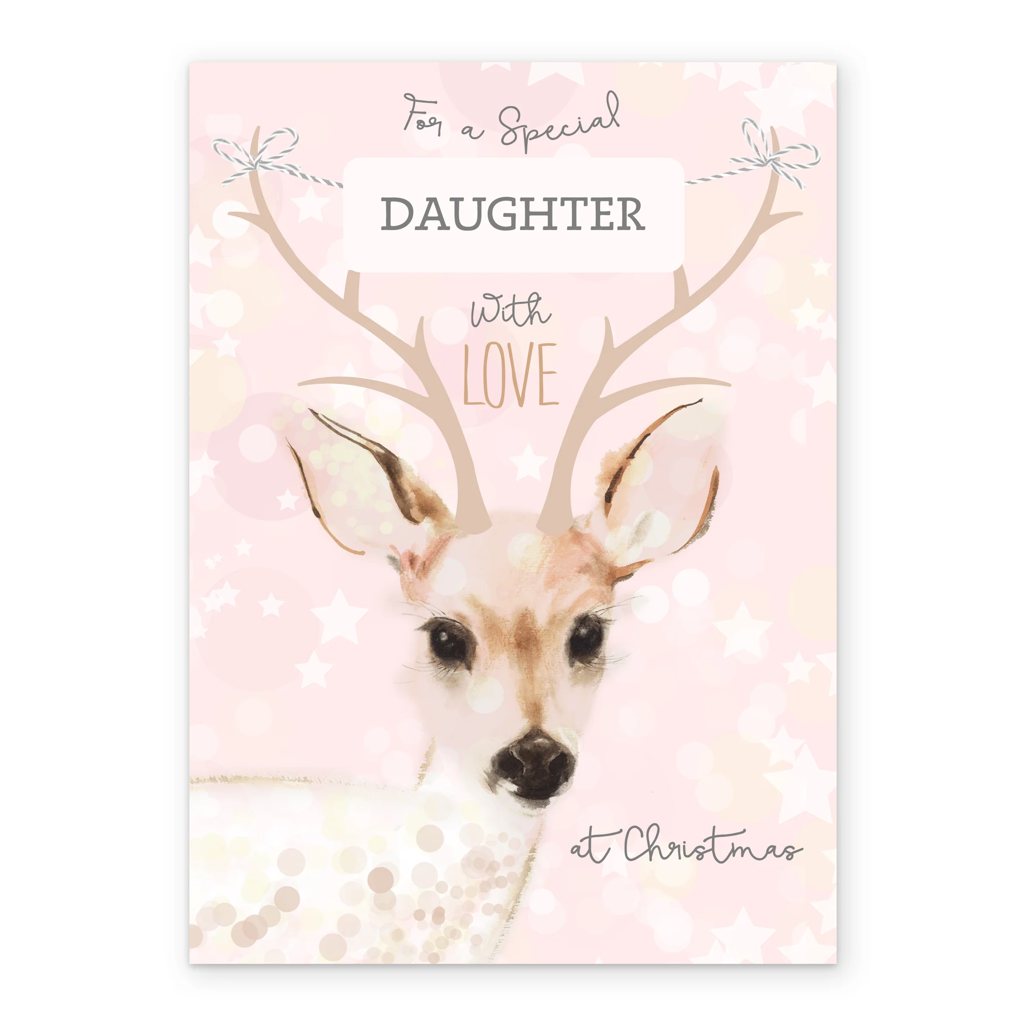 Personalised Daughter Winter Reindeer Christmas Card - Image 2