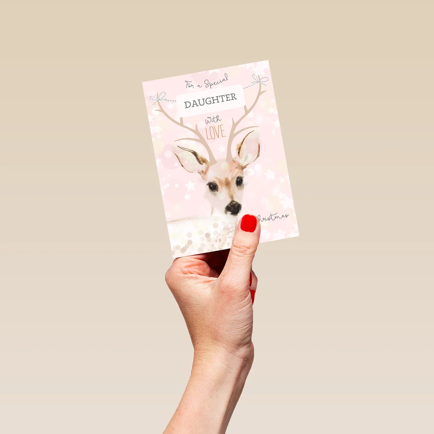 Personalised Daughter Winter Reindeer Christmas Card - Image 4