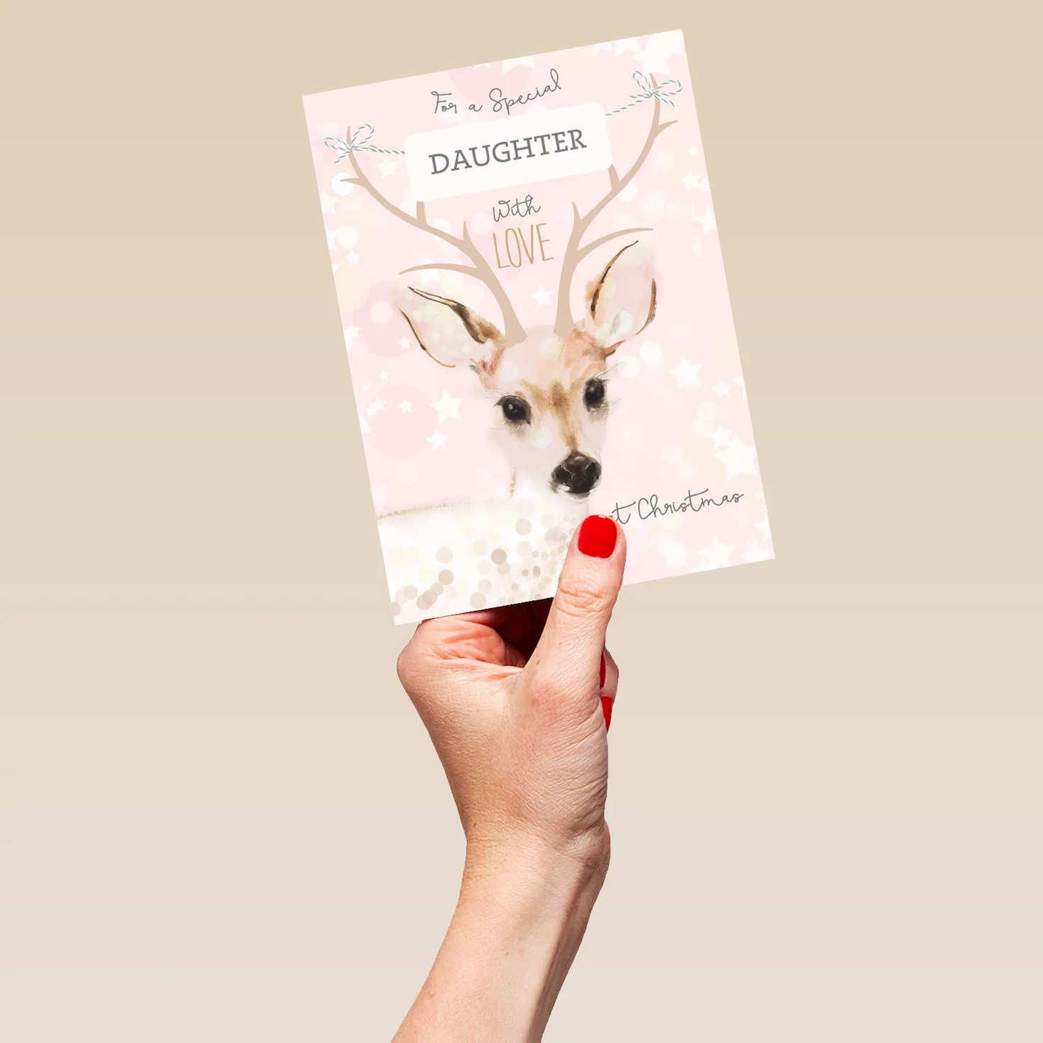 Personalised Daughter Winter Reindeer Christmas Card - Image 5