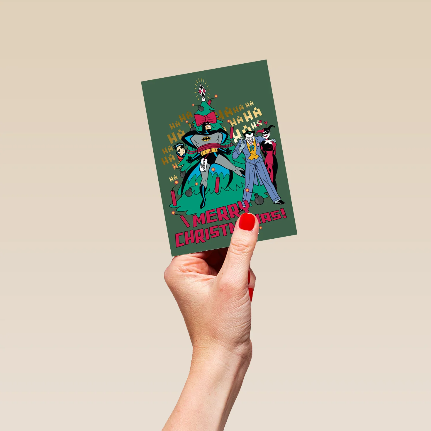 Personalised DC The Batman, Robin, Joker & Harlequin Christmas Card - Image 4