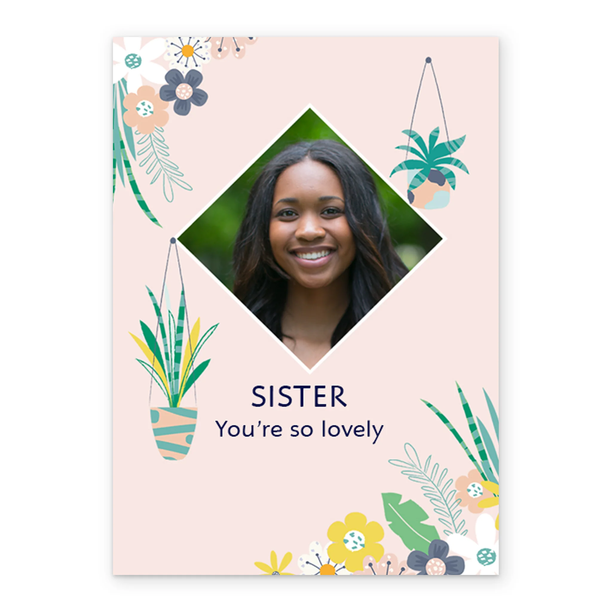 Personalised Diamond Frame Photo Card For Sister - Image 2