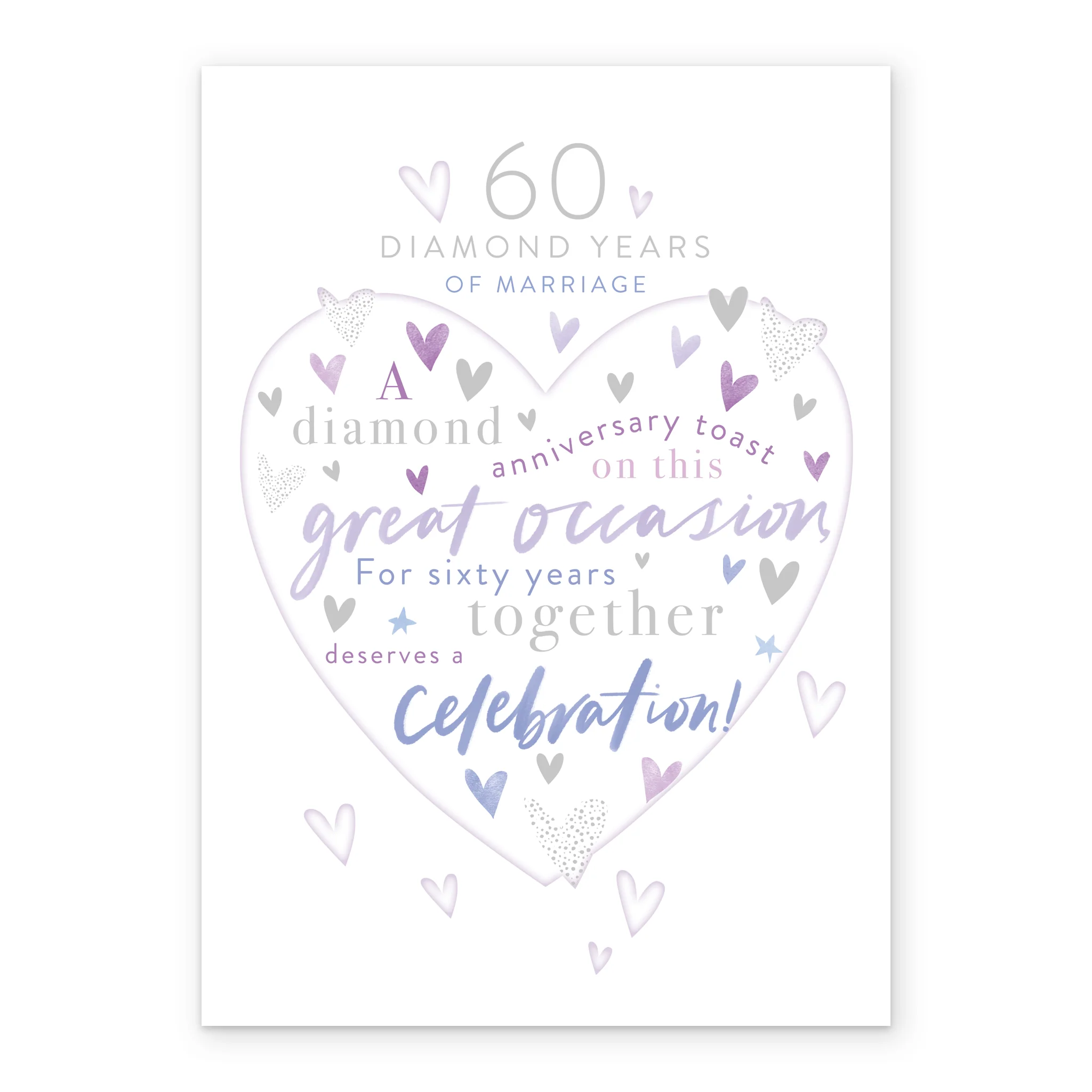 Personalised Diamond Wedding Anniversary Card - Word-Filled Heart Design - Image 2