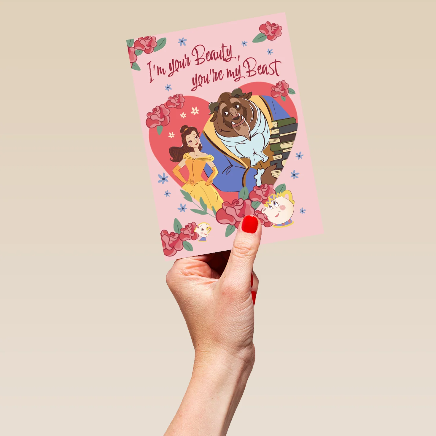 Personalised Disney Beauty and the Beast Valentine's Day Card - Image 5