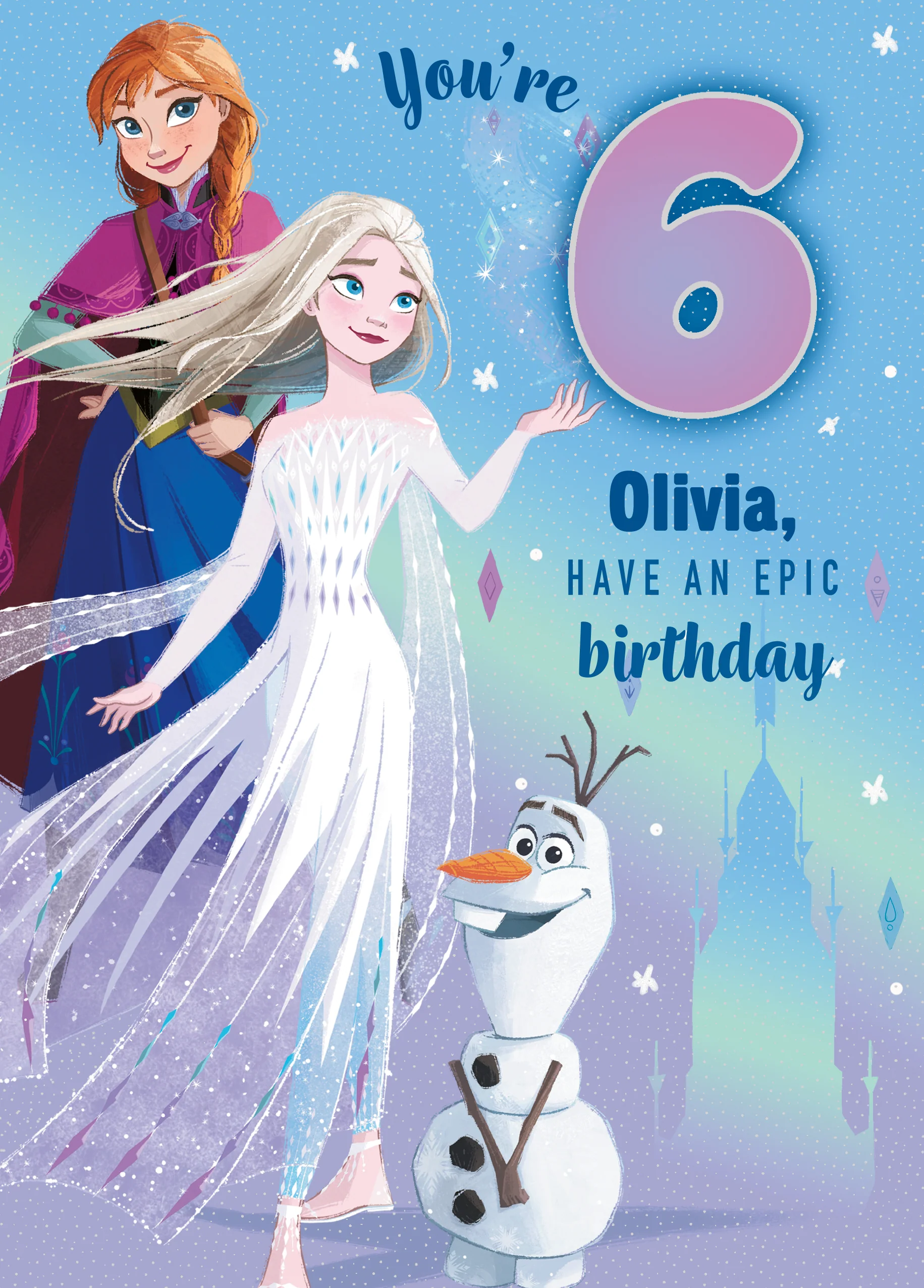 Personalised Disney Frozen 6th Birthday Card