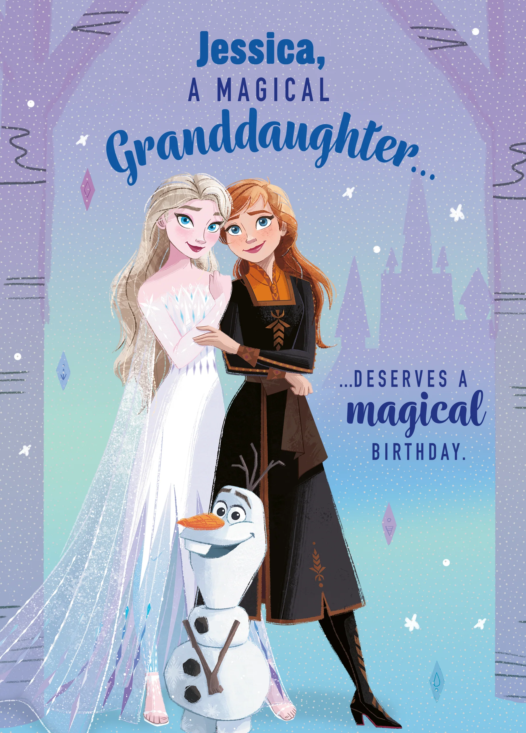Personalised Disney Frozen Birthday Card For Granddaughter