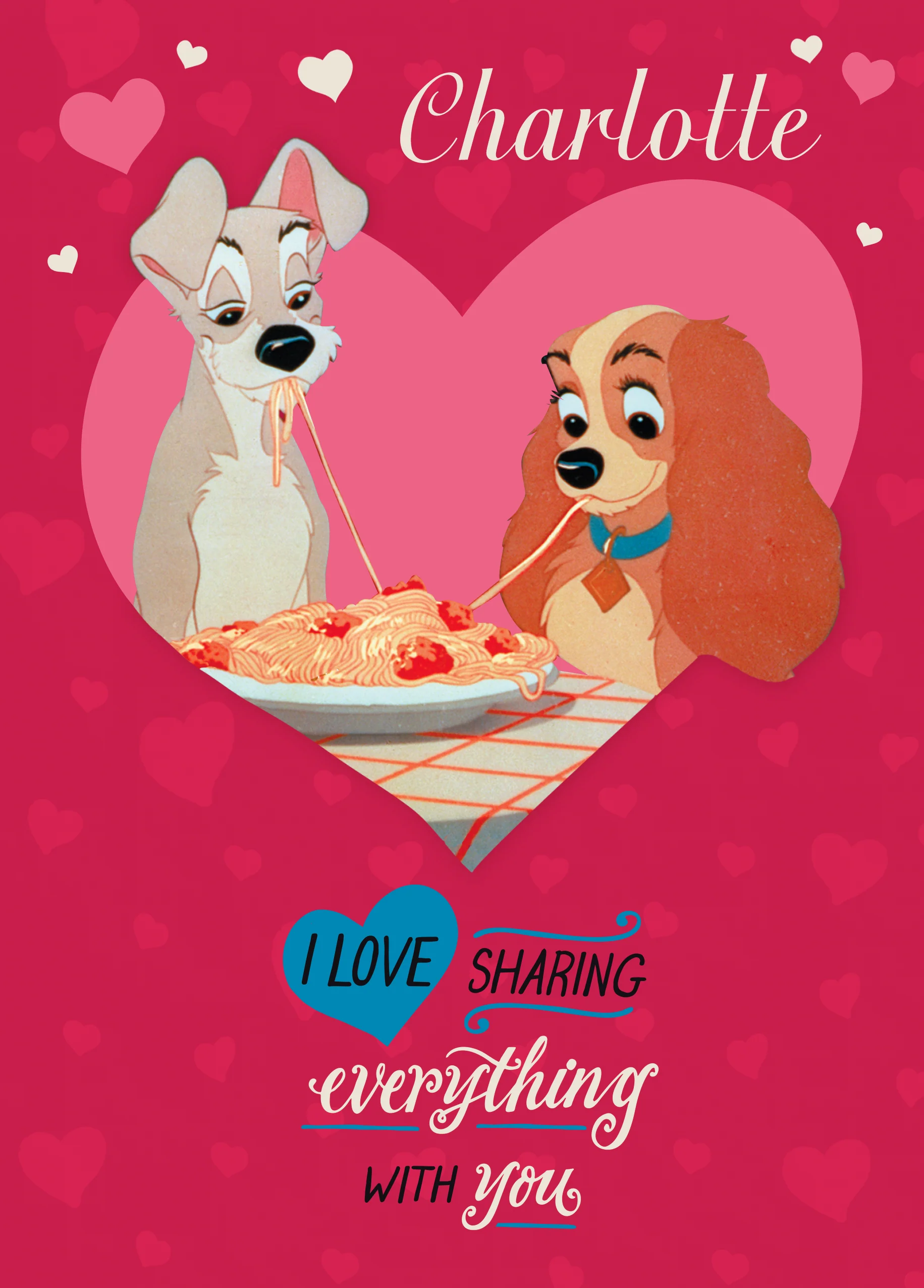Personalised Disney Lady And The Tramp Valentine's Day Card