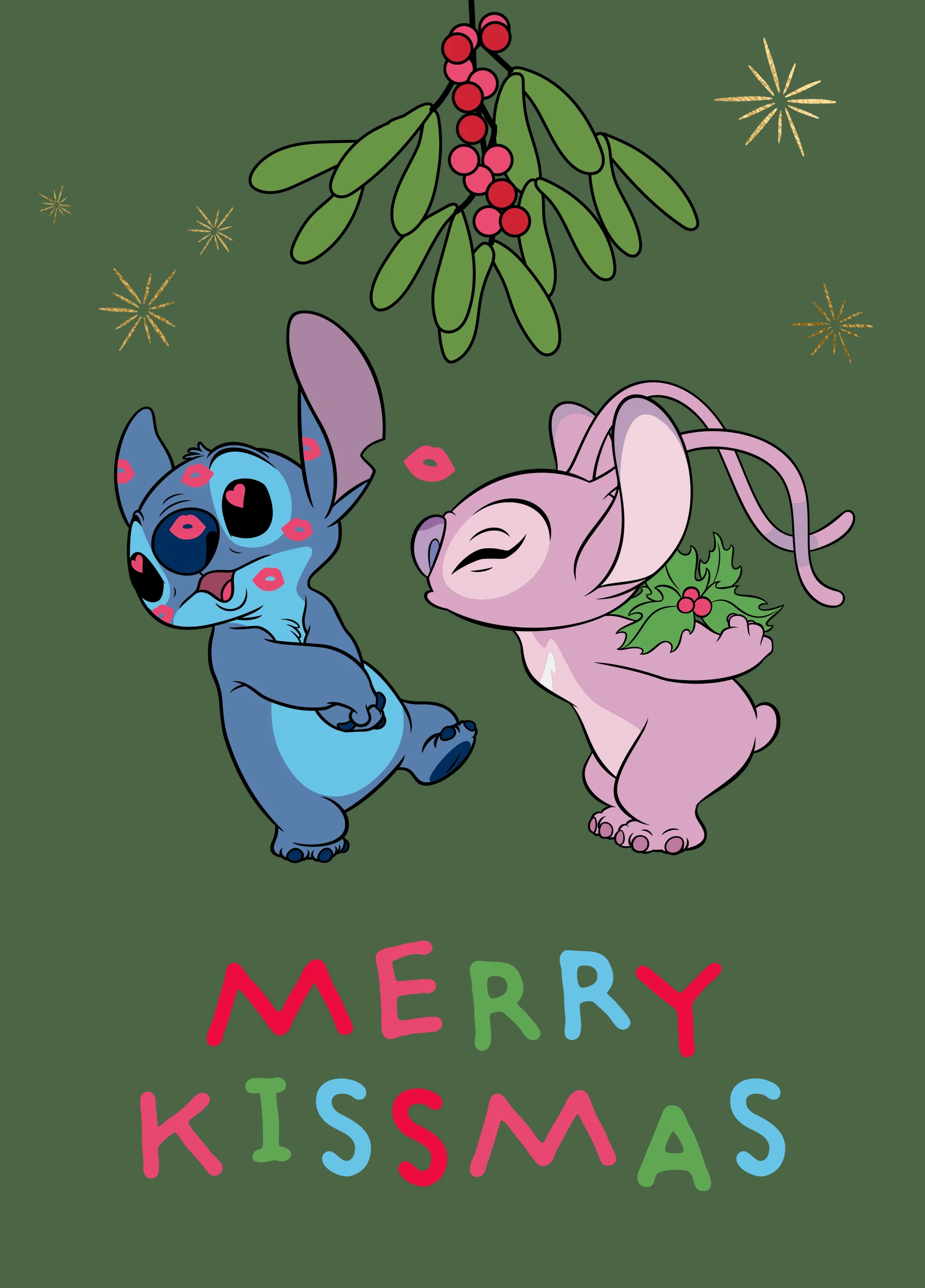 Personalised Disney Lilo & Stitch Angel Kisses Christmas Card