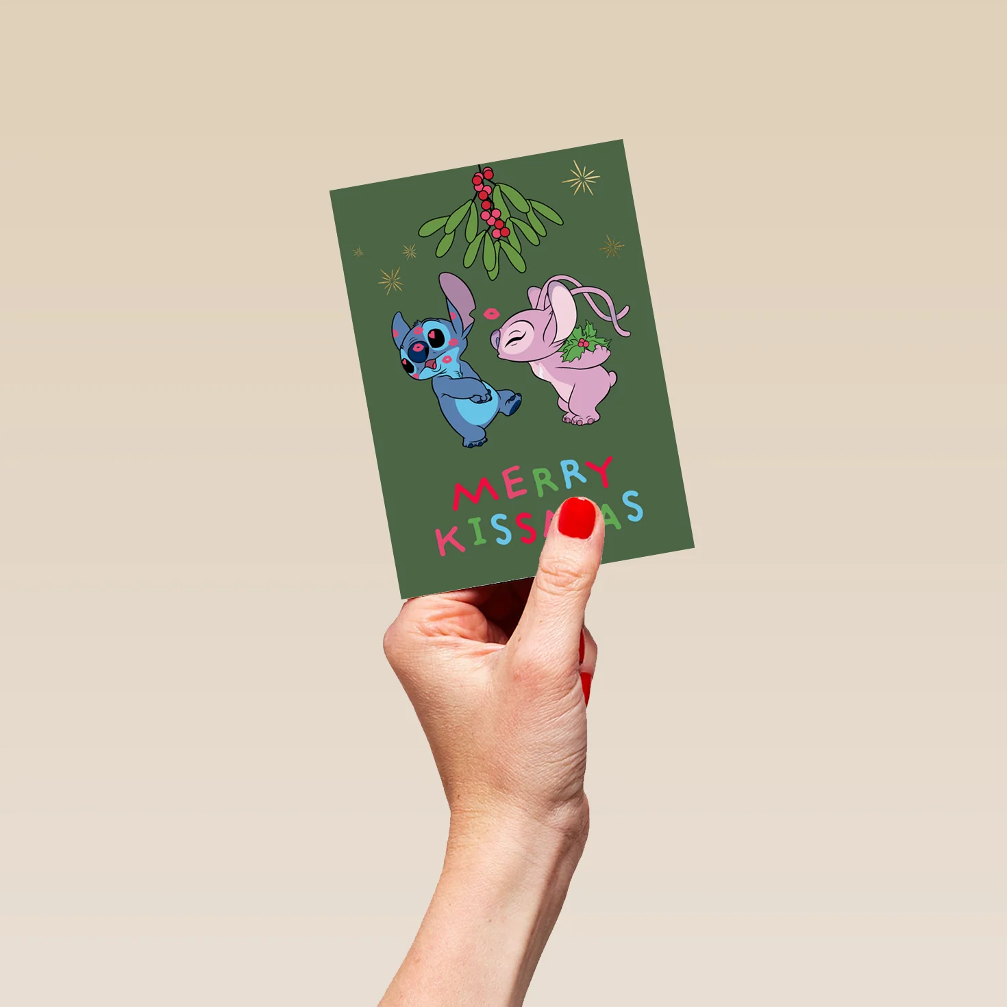 Personalised Disney Lilo & Stitch Angel Kisses Christmas Card - Image 4
