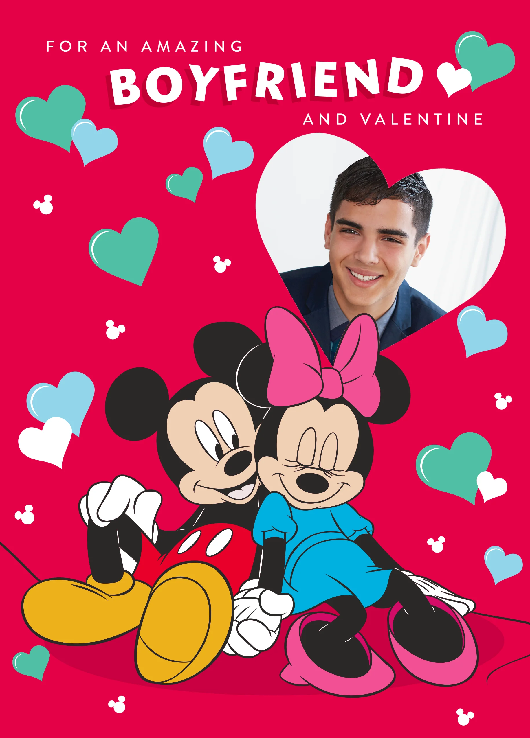 Personalised Disney Mickey & Minnie Mouse Boyfriend Valentine's Day Photo Upload Card