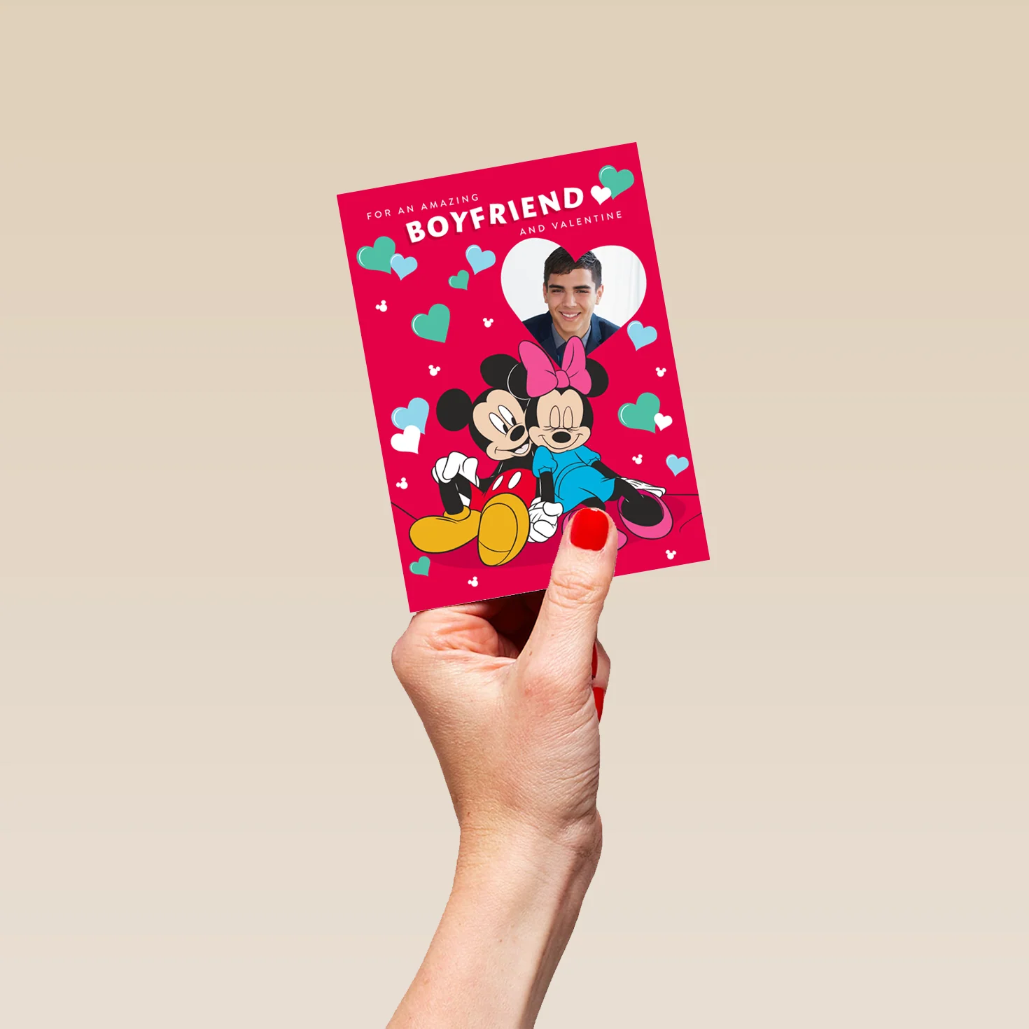 Personalised Disney Mickey & Minnie Mouse Boyfriend Valentine's Day Photo Upload Card - Image 4