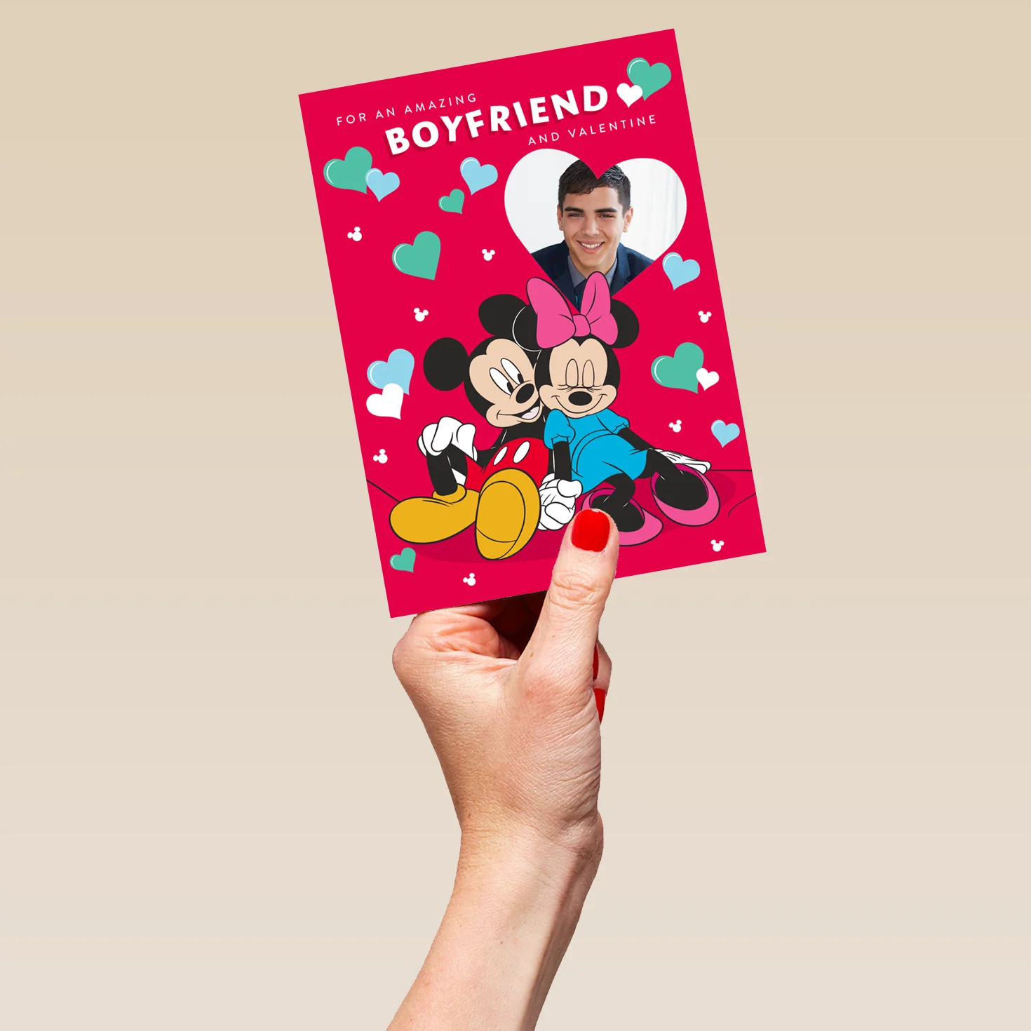 Personalised Disney Mickey & Minnie Mouse Boyfriend Valentine's Day Photo Upload Card - Image 5