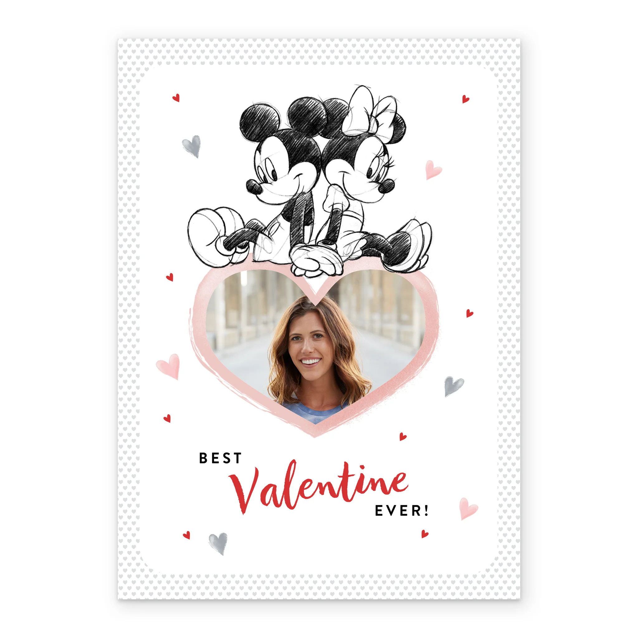 Personalised Disney Mickey & Minnie Mouse Love Hearts Valentine's Day Photo Upload Card - Image 2