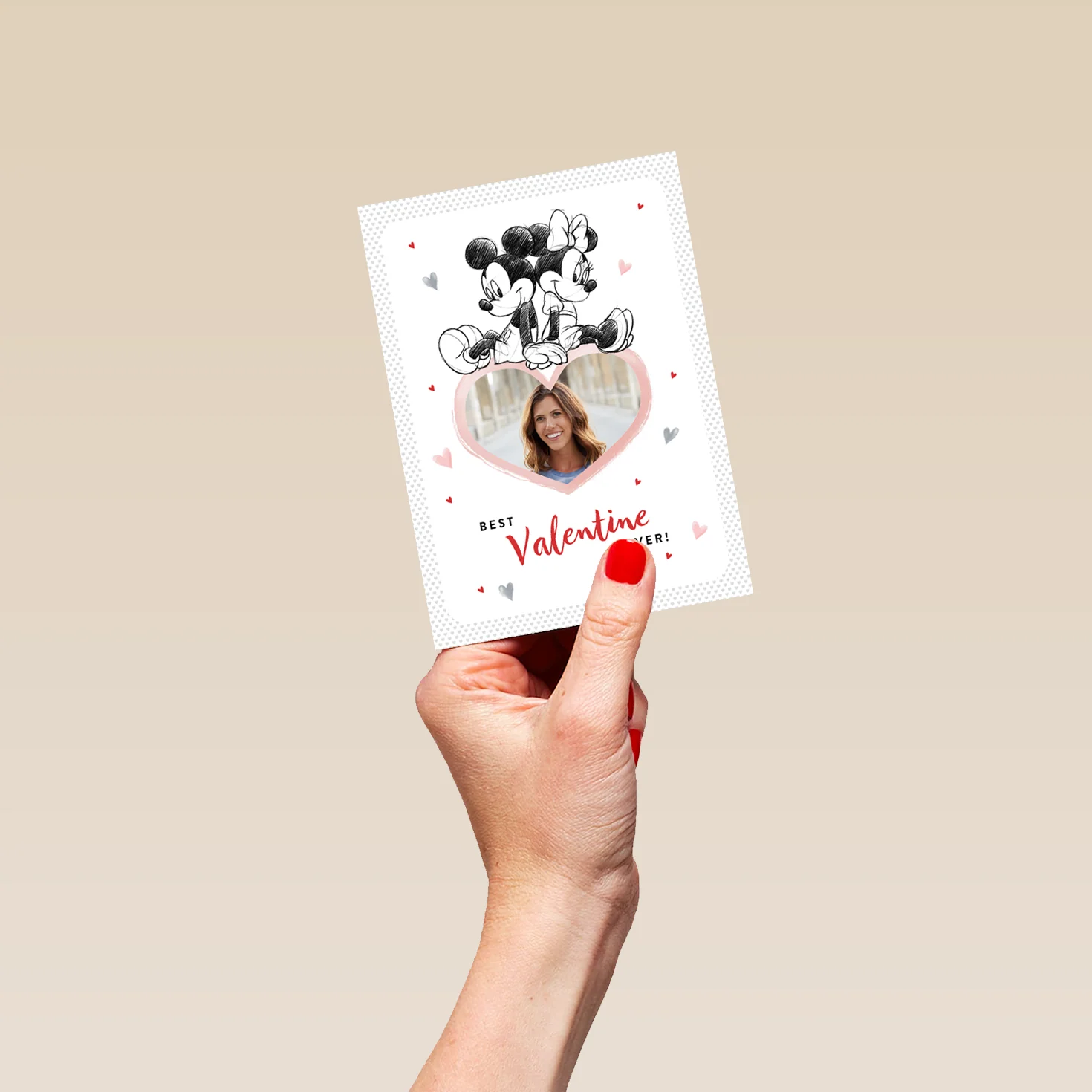Personalised Disney Mickey & Minnie Mouse Love Hearts Valentine's Day Photo Upload Card - Image 4