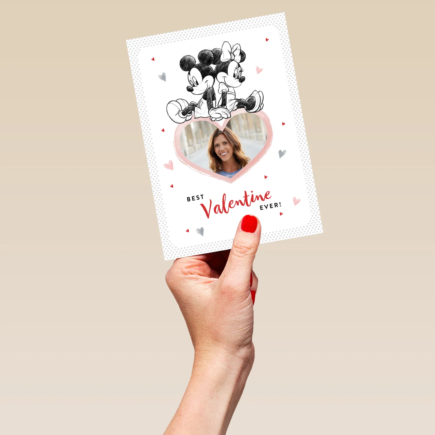 Personalised Disney Mickey & Minnie Mouse Love Hearts Valentine's Day Photo Upload Card - Image 5