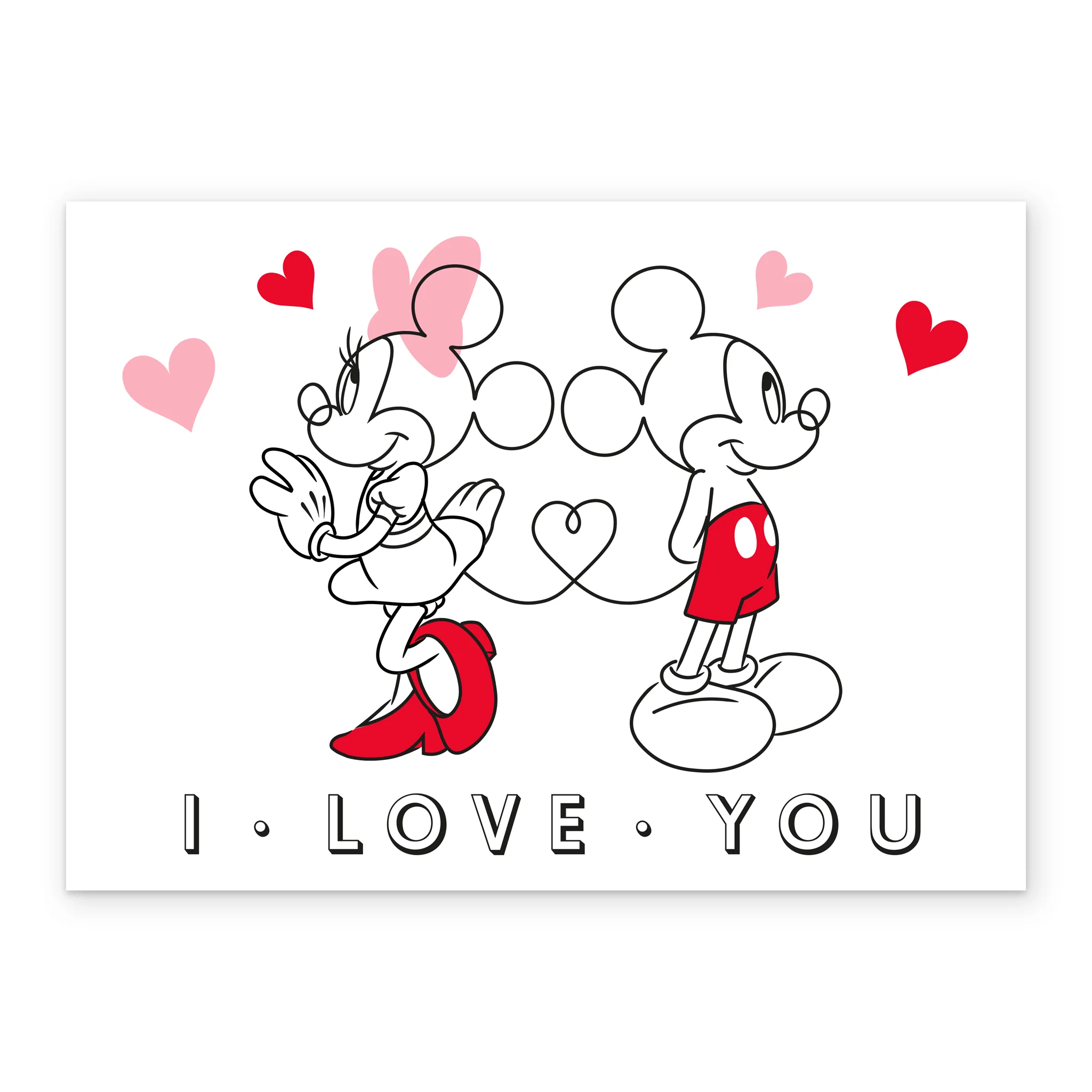 Personalised Disney Mickey and Minnie Mouse Pink Heart Valentine's Day Card - Image 2