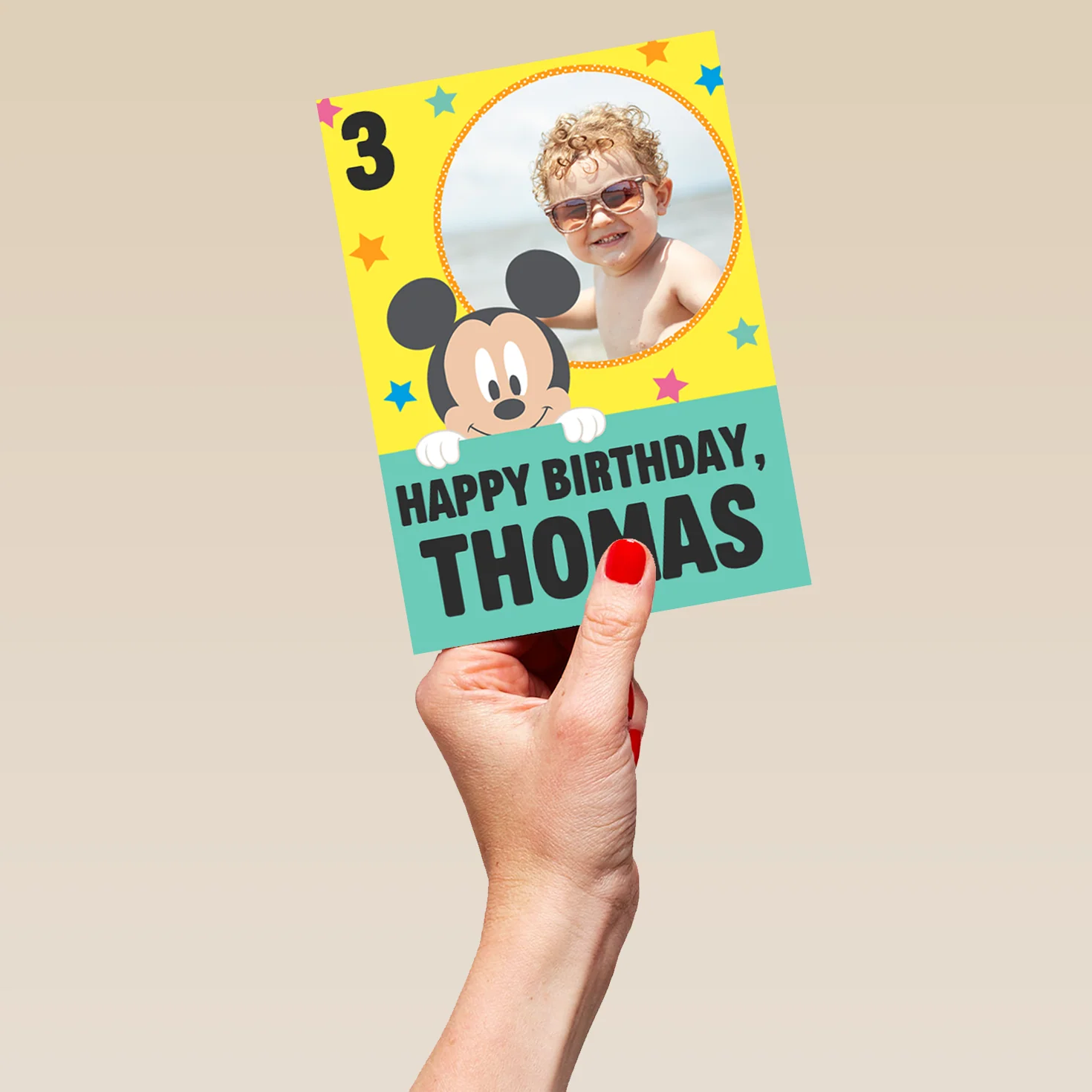 Personalised Disney Mickey Mouse Photo Upload 3rd Birthday Card - Image 5