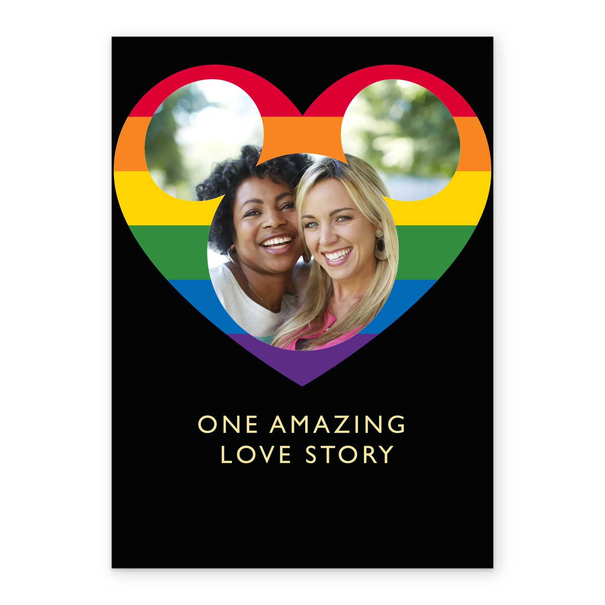 Personalised Disney Mickey Mouse Rainbow Heart Photo Upload Valentine's Day Card - Image 2