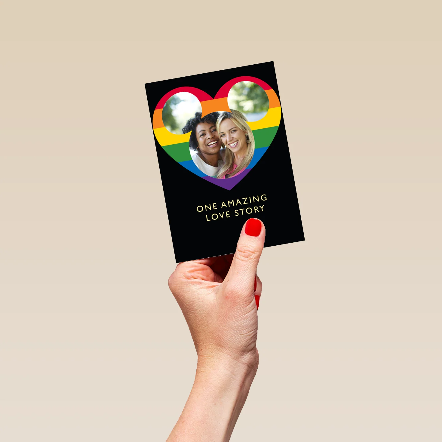 Personalised Disney Mickey Mouse Rainbow Heart Photo Upload Valentine's Day Card - Image 4