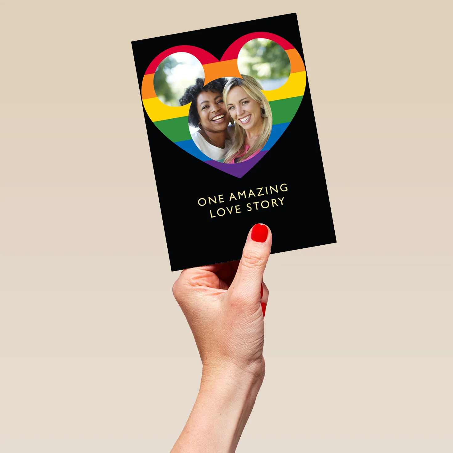 Personalised Disney Mickey Mouse Rainbow Heart Photo Upload Valentine's Day Card - Image 5