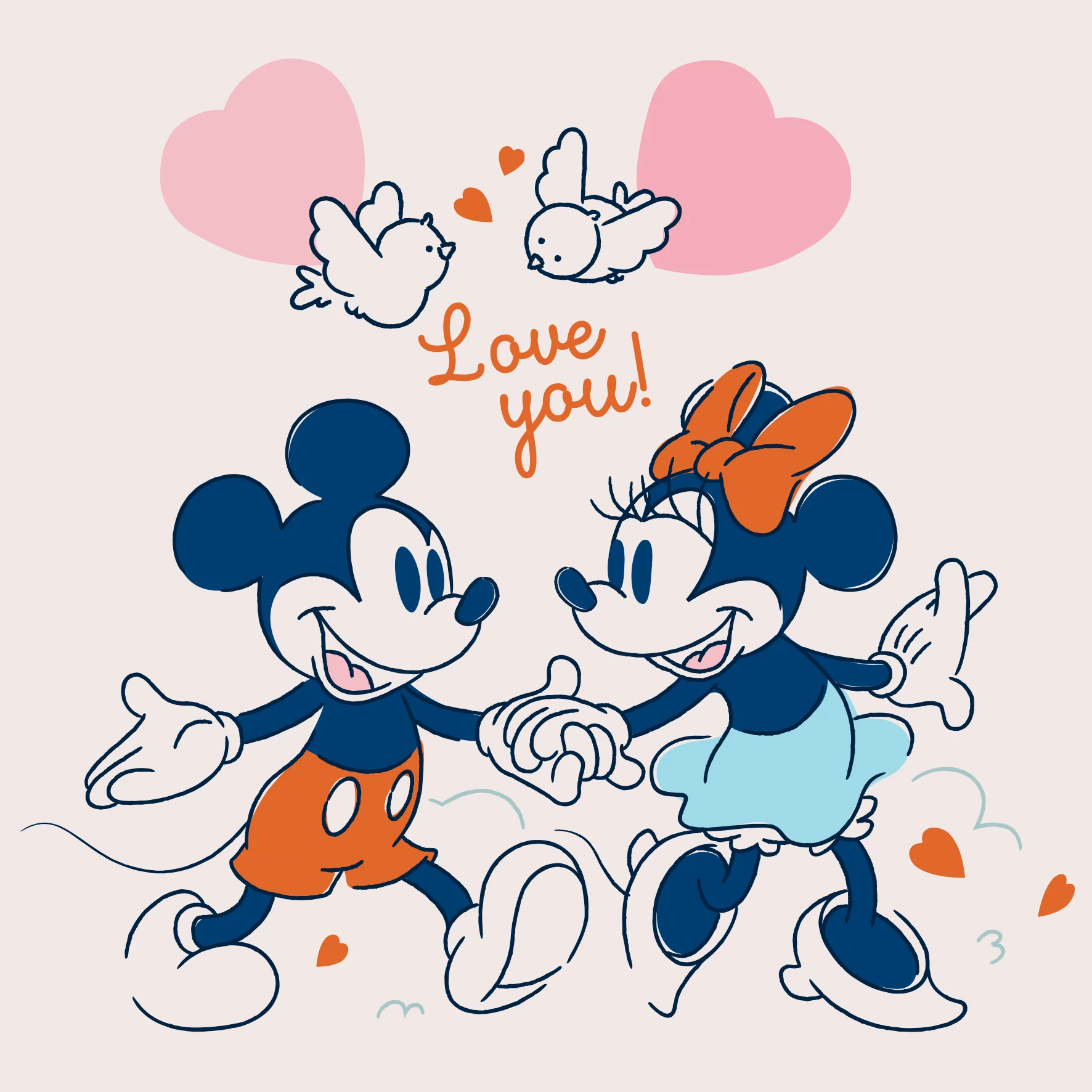 Personalised Disney Minnie & Mickey Mouse 'Love you!' Anniversary Card
