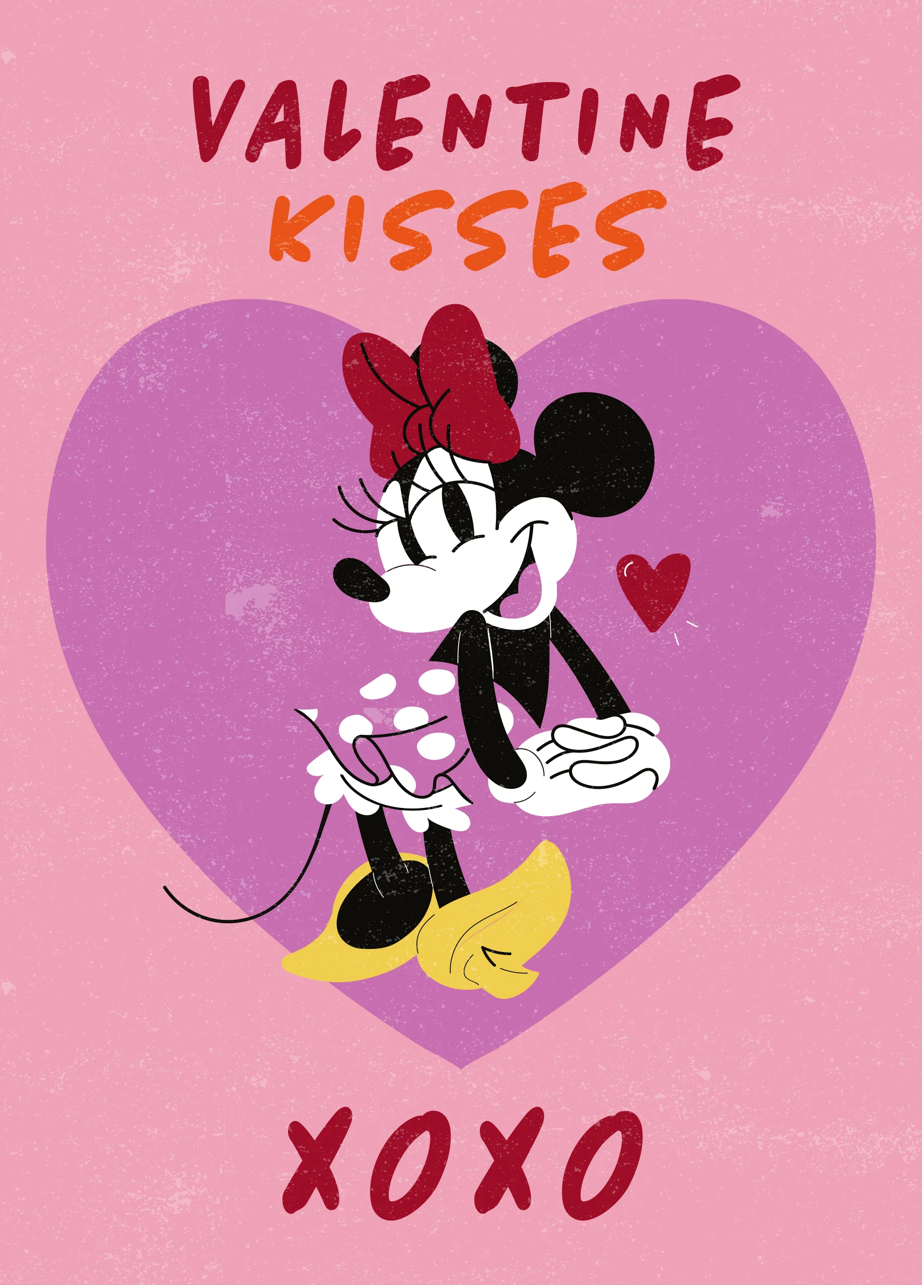 Personalised Disney Minnie Mouse & Heart Valentine's Day Card