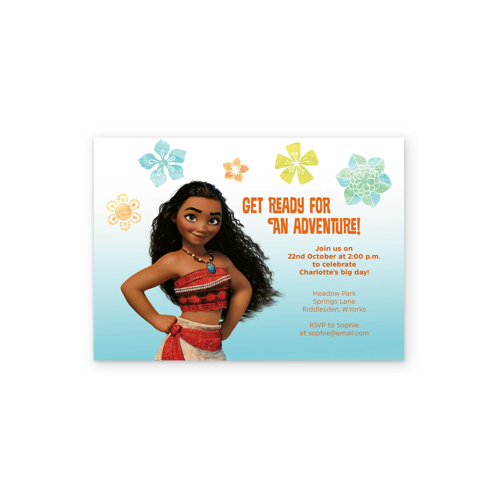 Personalised Disney Moana 'Adventure' Birthday Party Invitation - Image 2