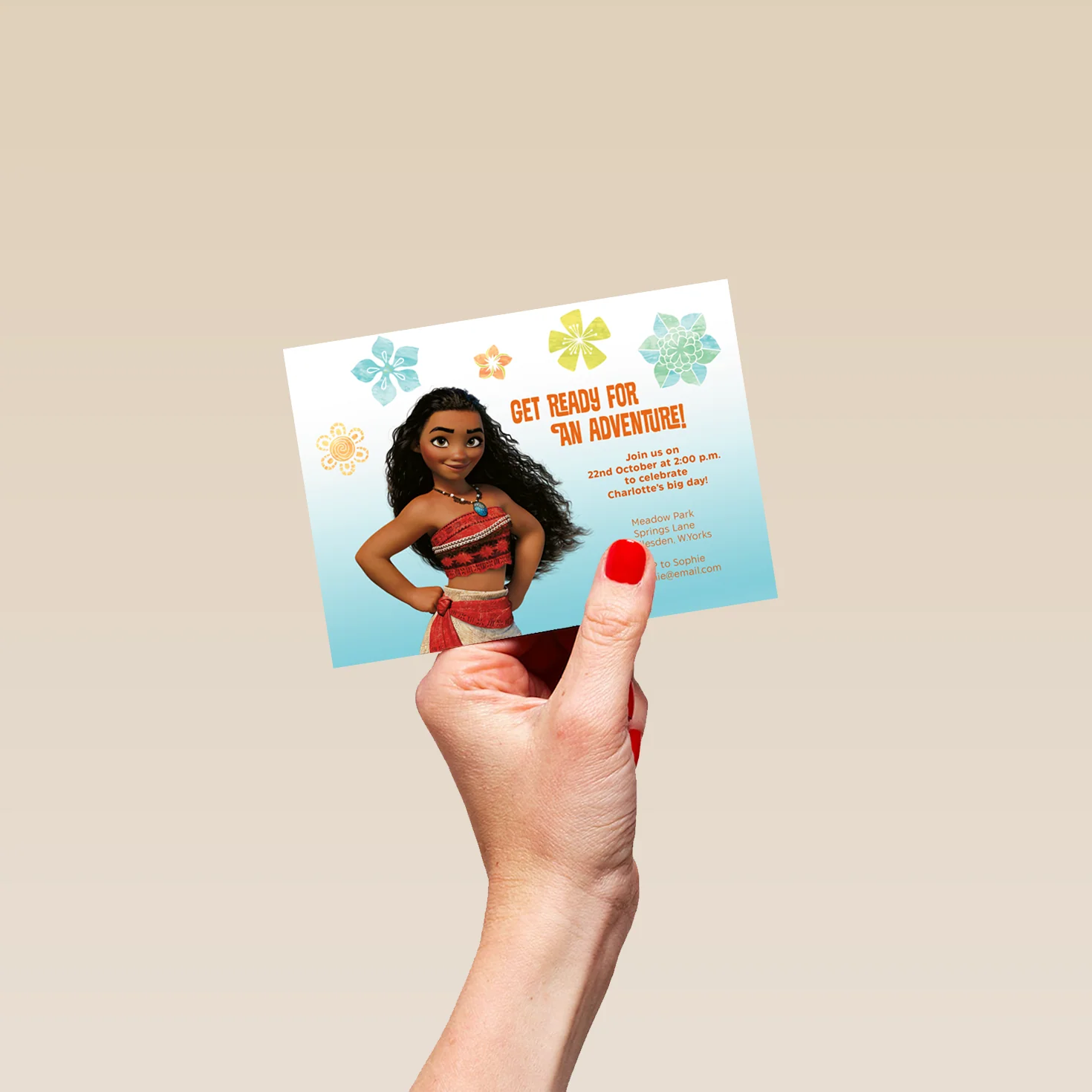 Personalised Disney Moana 'Adventure' Birthday Party Invitation - Image 4