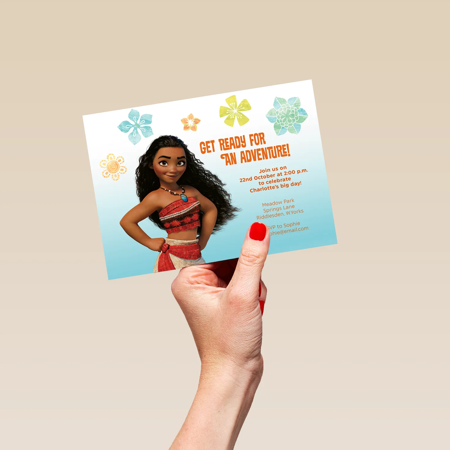 Personalised Disney Moana 'Adventure' Birthday Party Invitation - Image 5