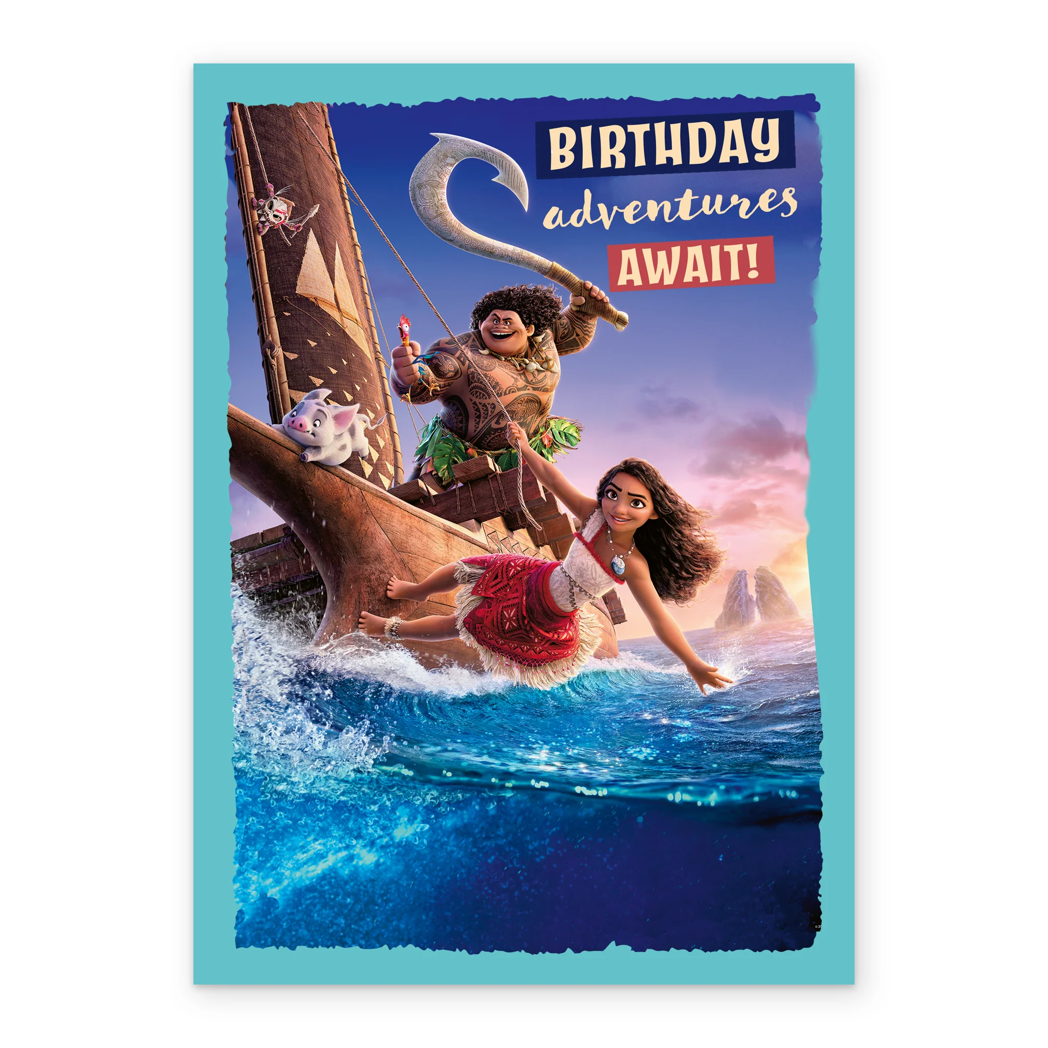 Personalised Disney Moana 'Adventures Await' Birthday Card for Kids - Image 2