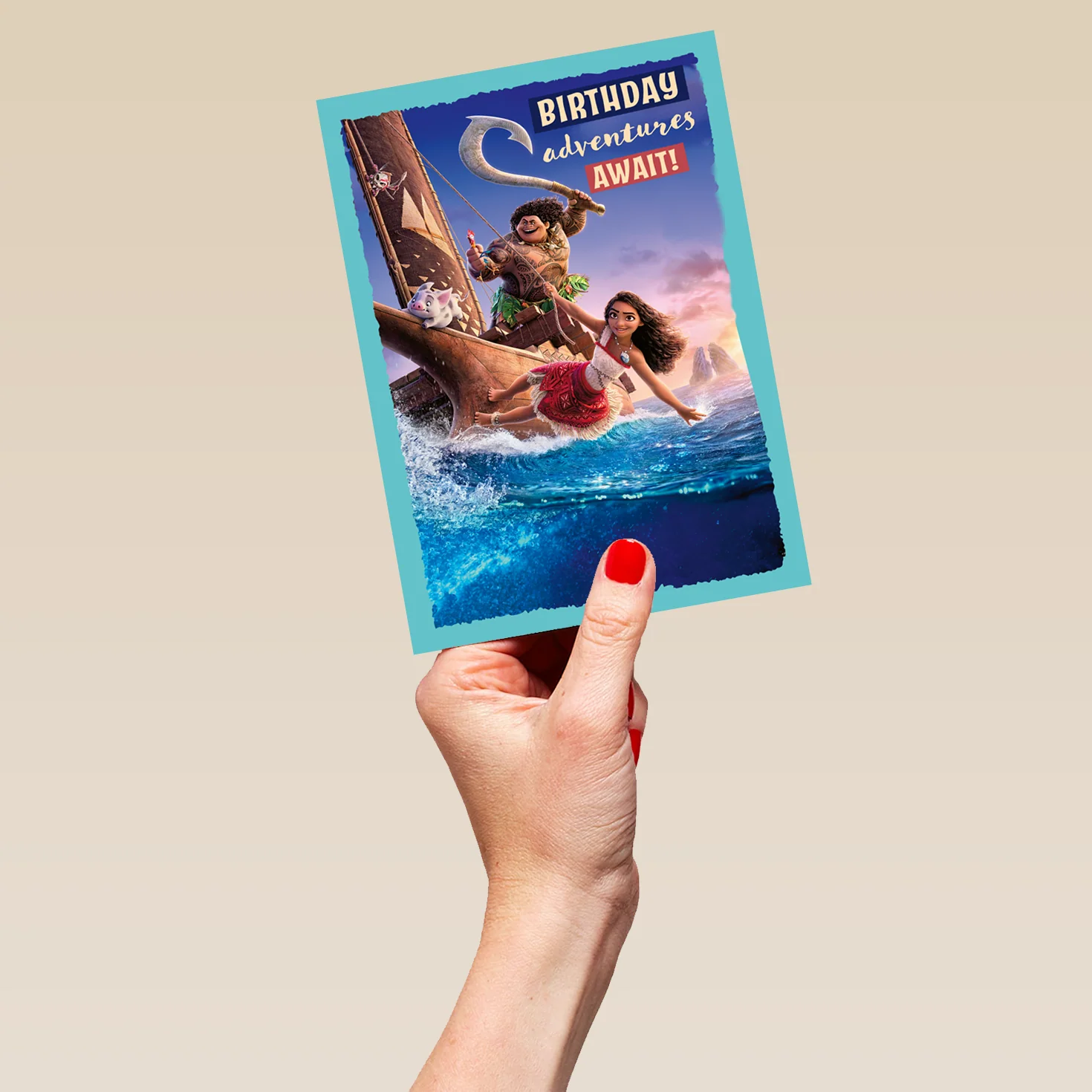 Personalised Disney Moana 'Adventures Await' Birthday Card for Kids - Image 5