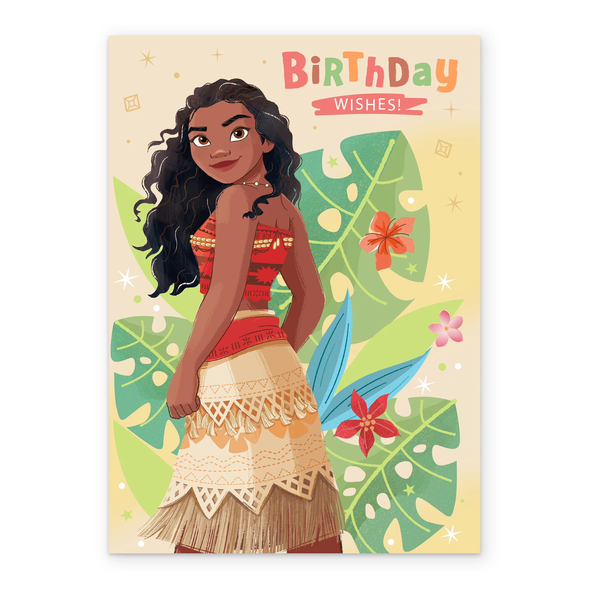 Personalised Disney Moana 'Tropical Leaves Design' Birthday Card for Kids - Image 2