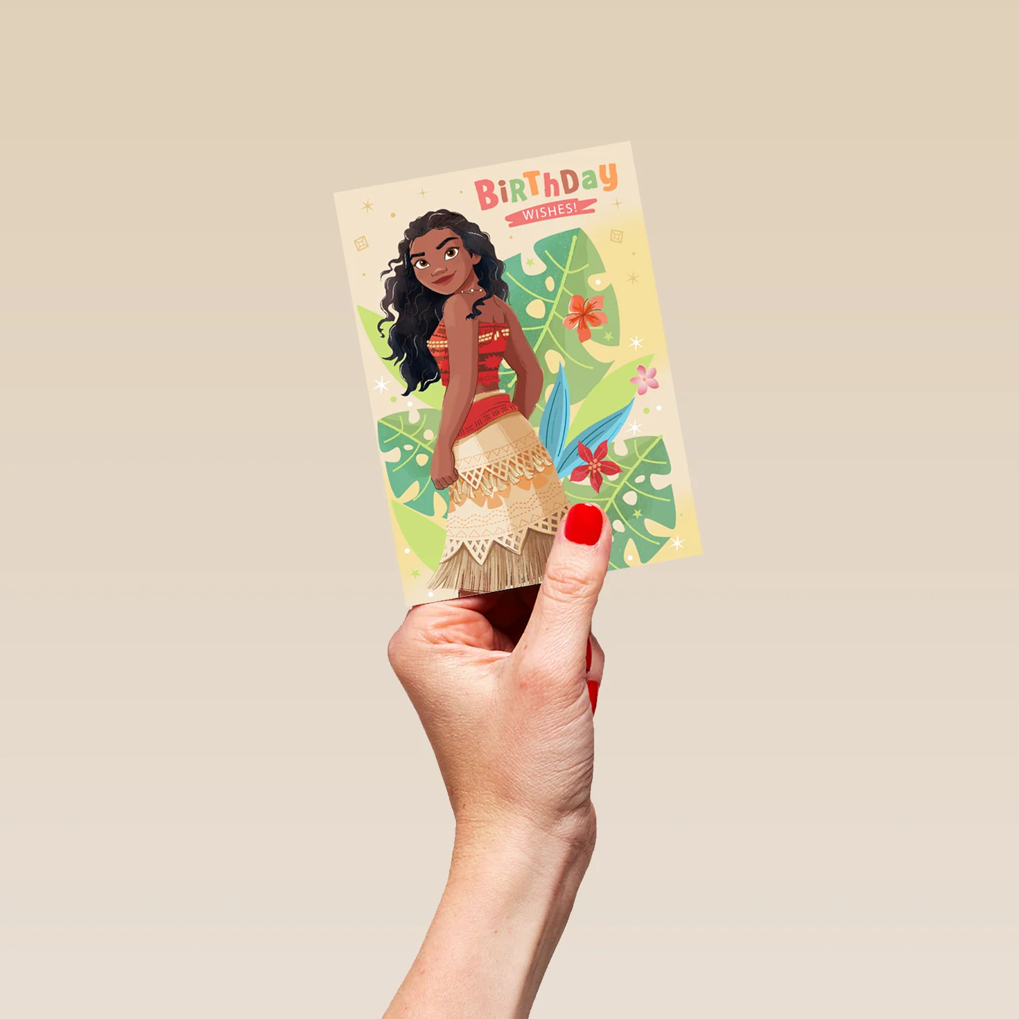 Personalised Disney Moana 'Tropical Leaves Design' Birthday Card for Kids - Image 4