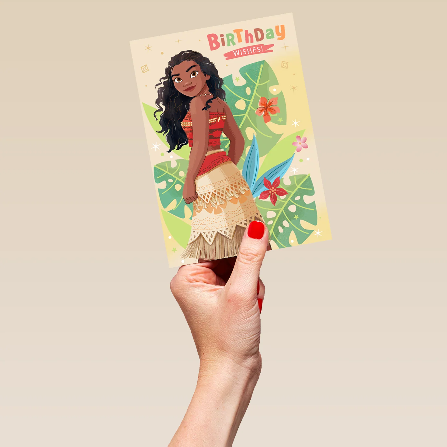 Personalised Disney Moana 'Tropical Leaves Design' Birthday Card for Kids - Image 5