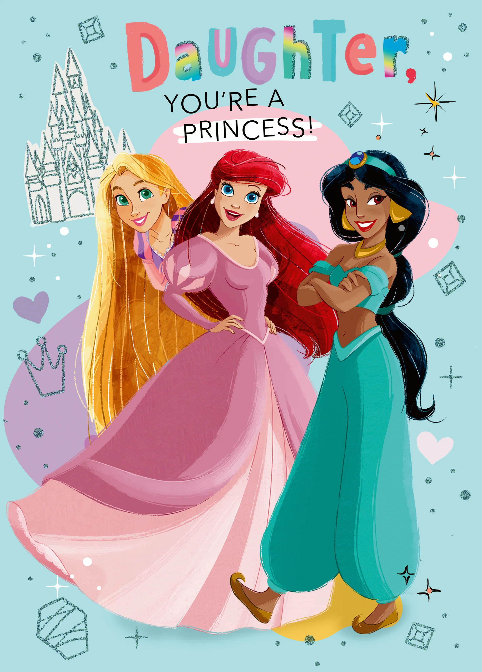 Personalised Disney Princess Birthday Card For Daughter