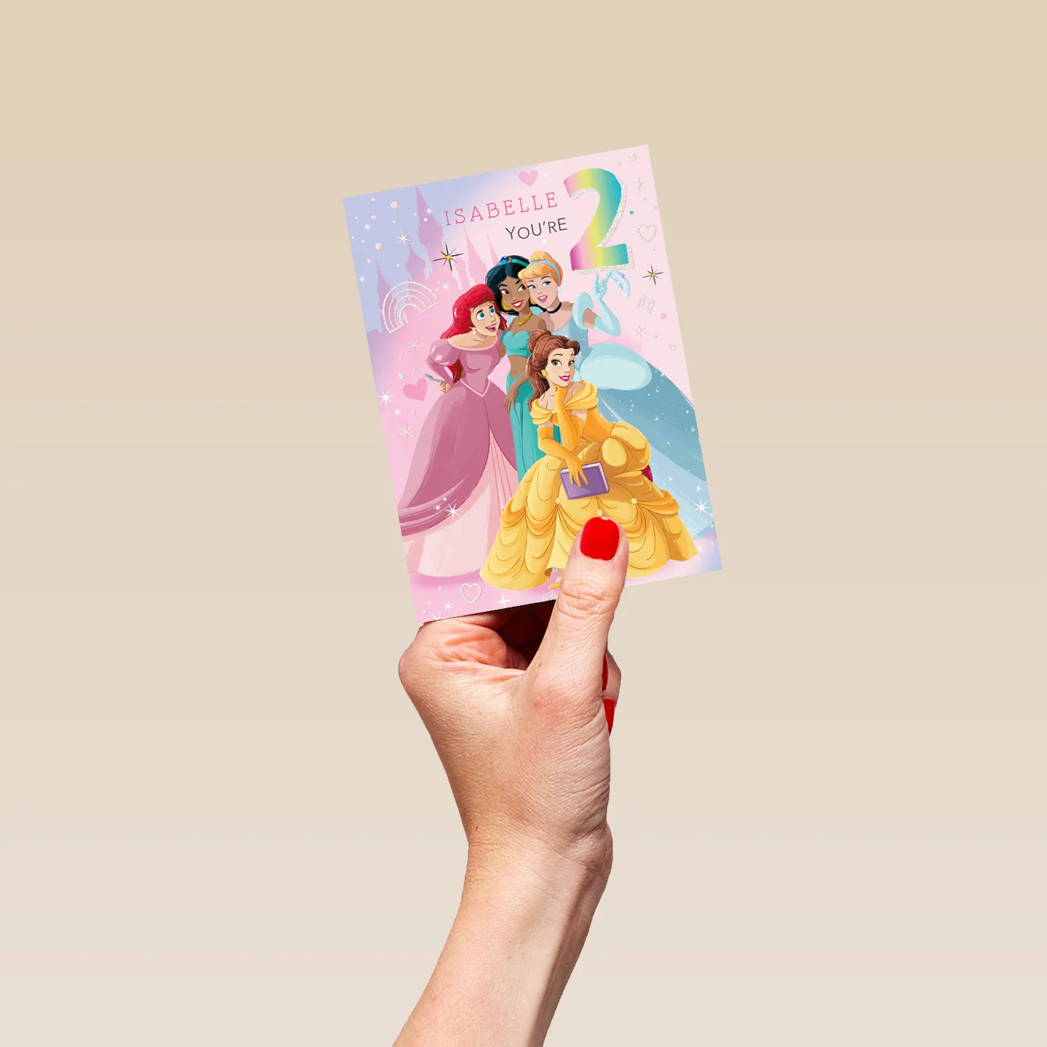 Personalised Disney Princess Colouring 2nd Birthday Card - Image 4