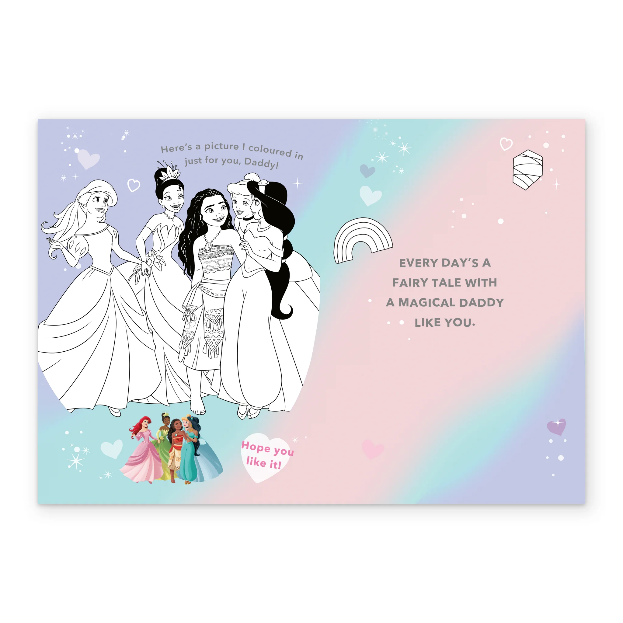 Personalised Disney Princess Colouring Birthday Card For Daddy - Image 3