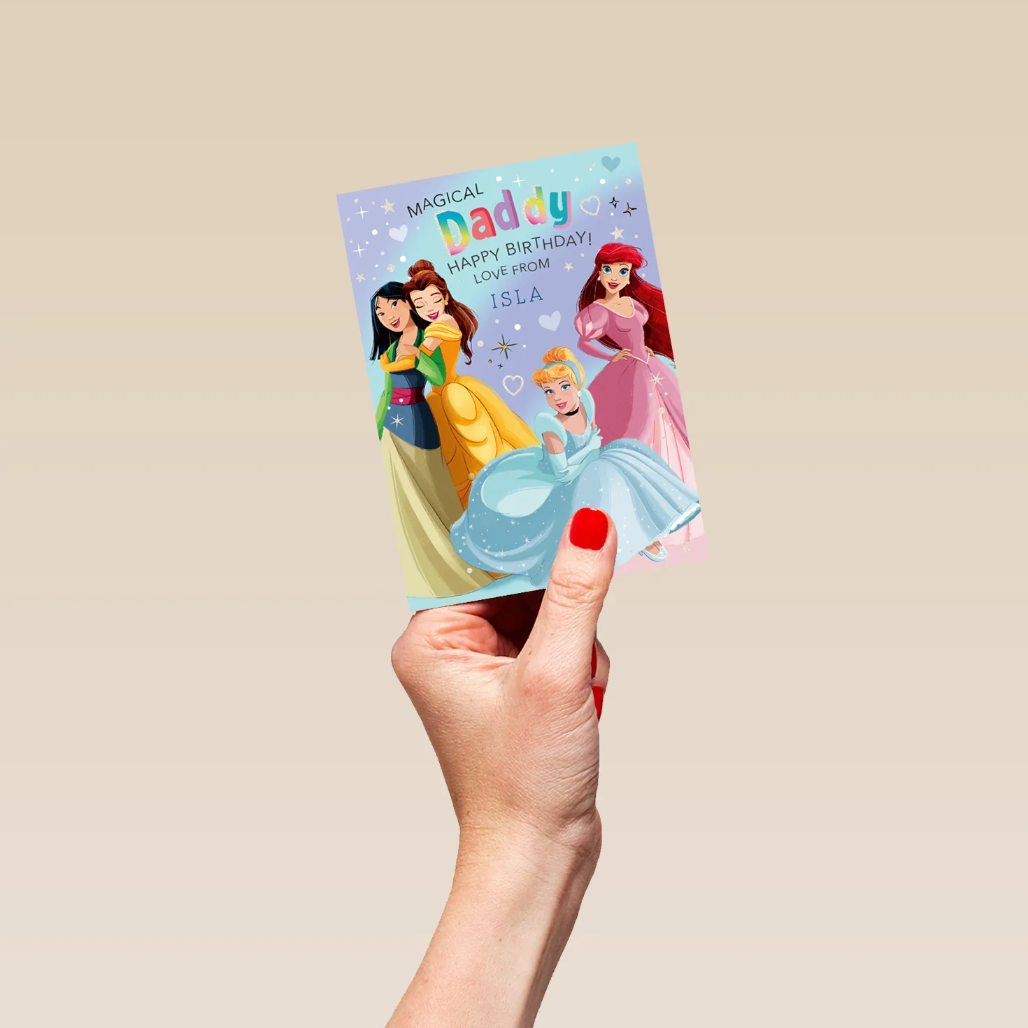 Personalised Disney Princess Colouring Birthday Card For Daddy - Image 4