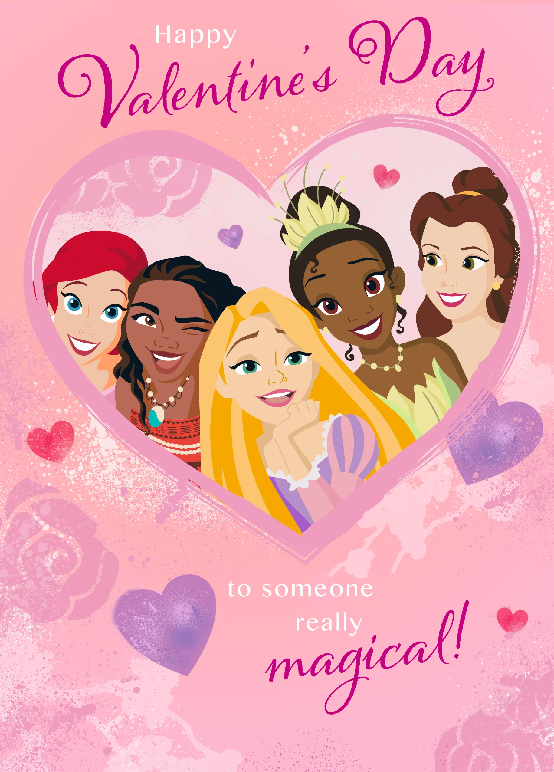 Personalised Disney Princess Love Heart Valentine's Day Card