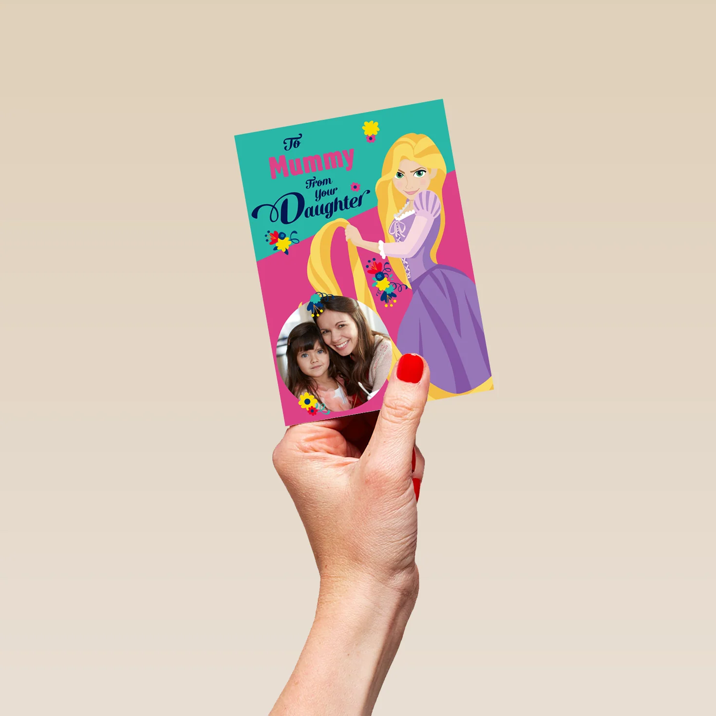 Personalised Disney Princess Mother's Day Photo Upload Card For Mummy From Your Daughter - Image 4
