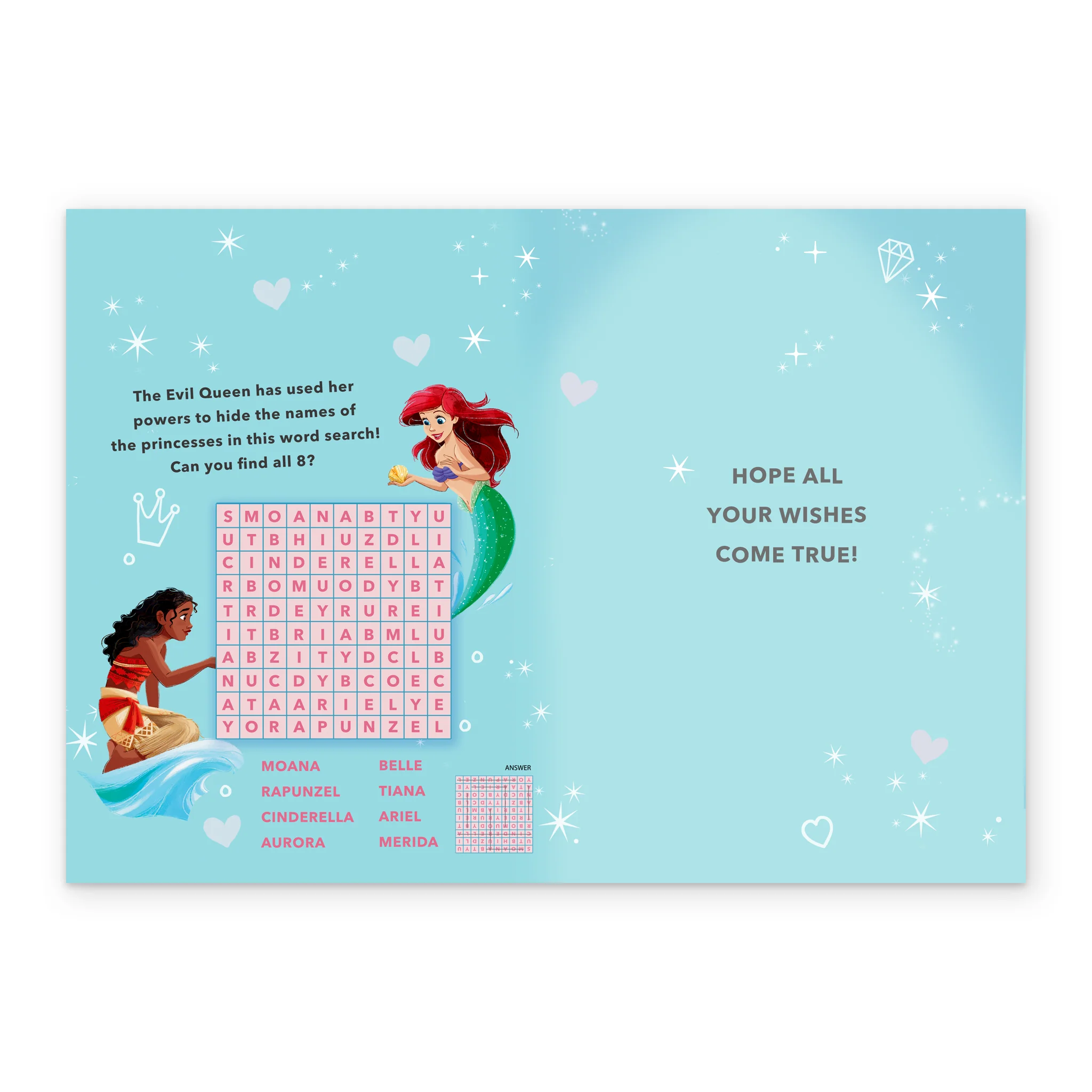 Personalised Disney Princess Word Search Photo Upload Birthday Card - Image 3