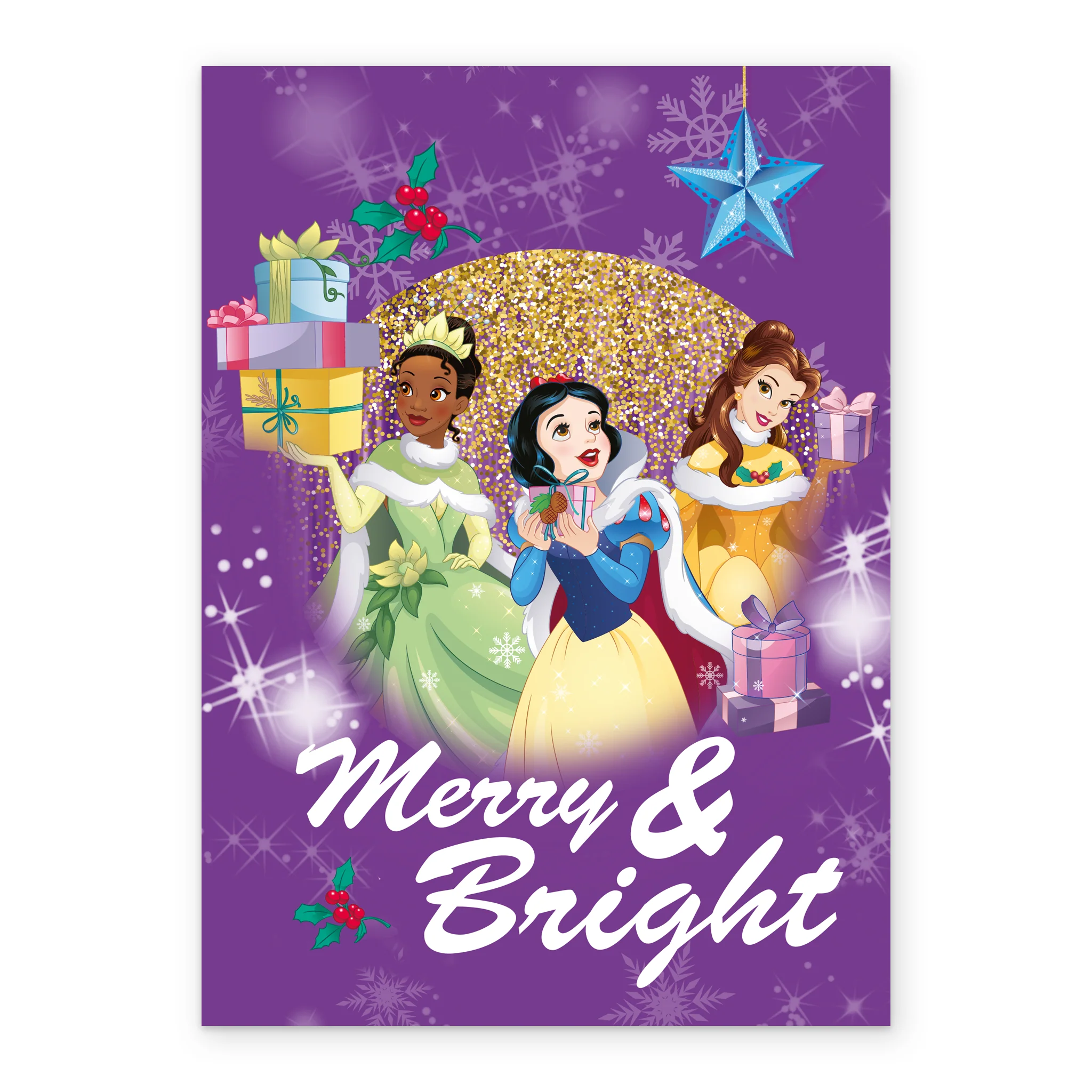 Personalised Disney Princesses Tiana, Snow White & Belle Christmas Card - Image 2
