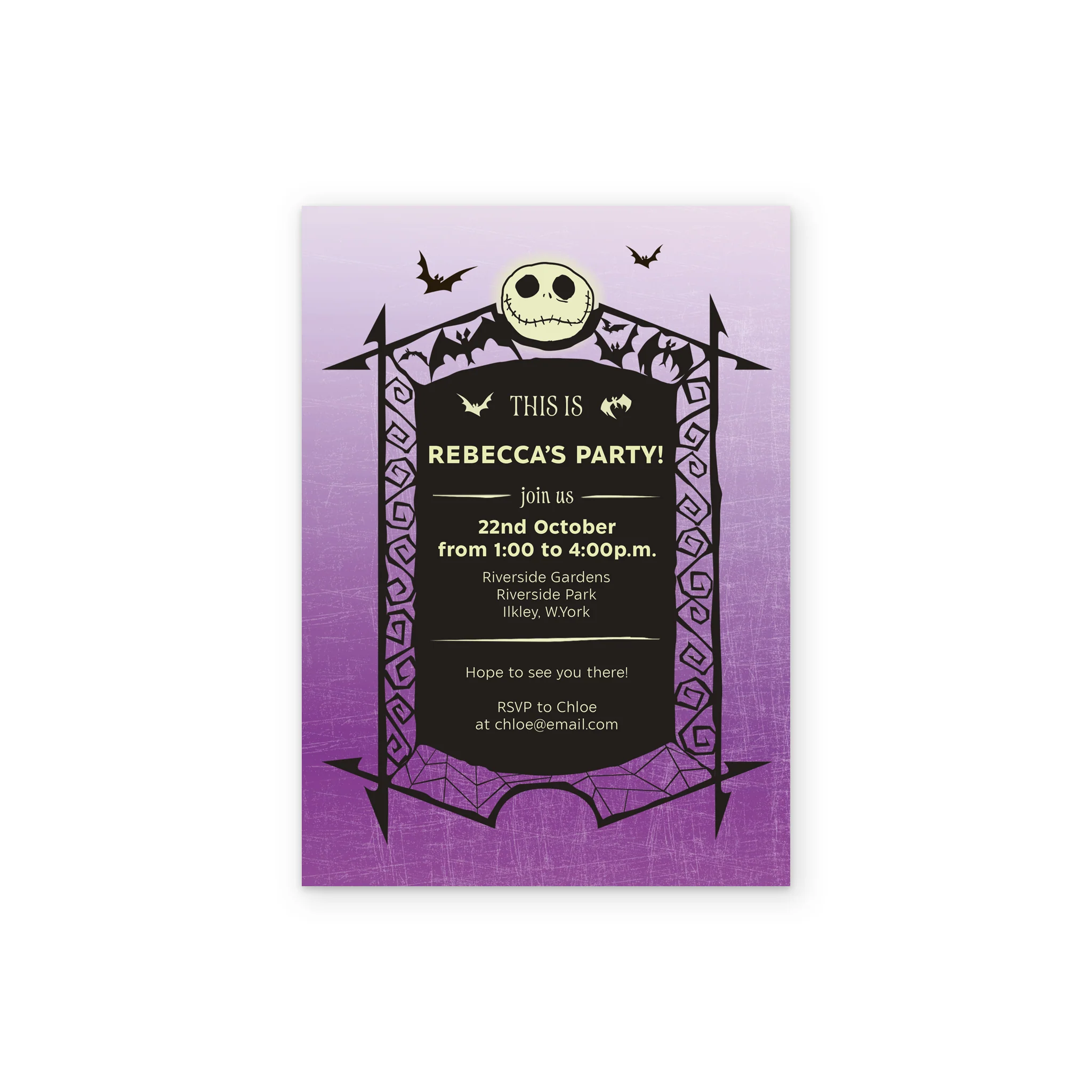 Personalised Disney The Nightmare Before Christmas 'Spooky Plaque' Party Invitation - Image 2