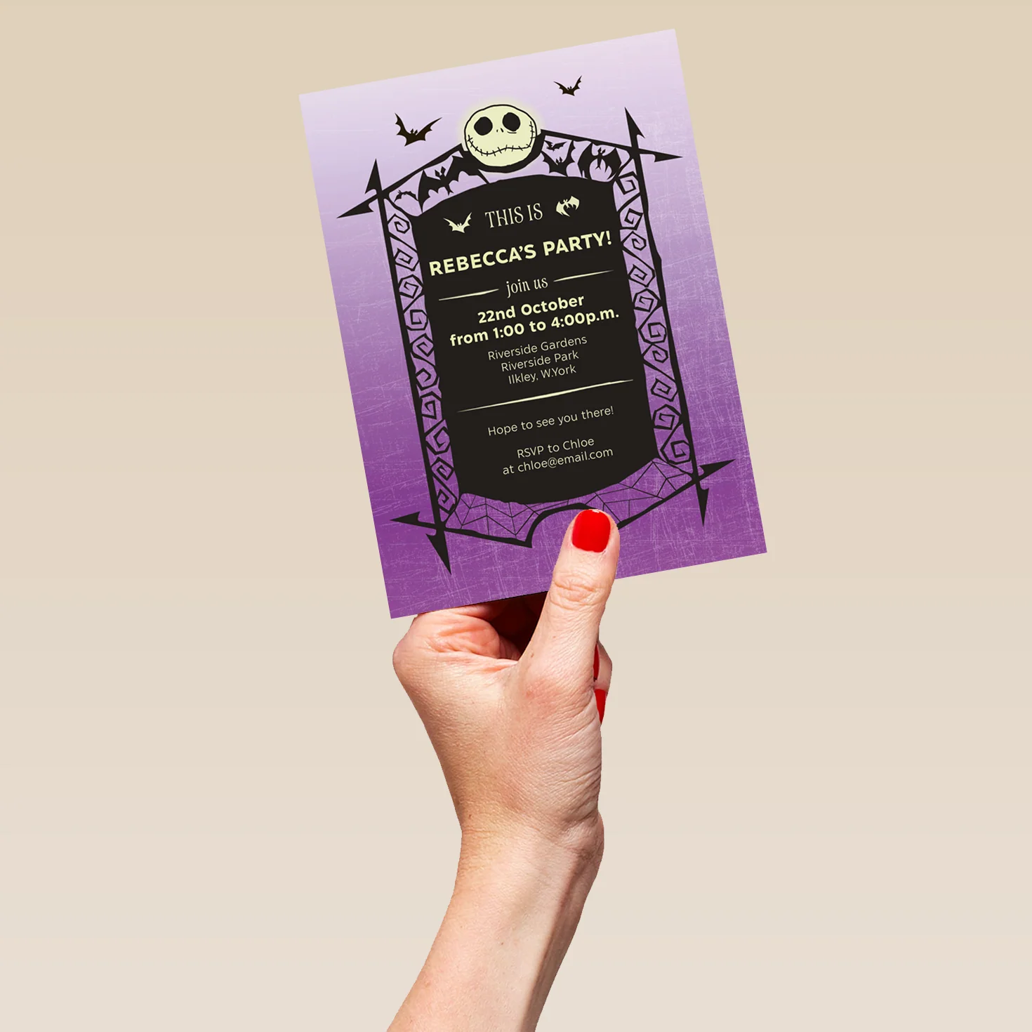Personalised Disney The Nightmare Before Christmas 'Spooky Plaque' Party Invitation - Image 5